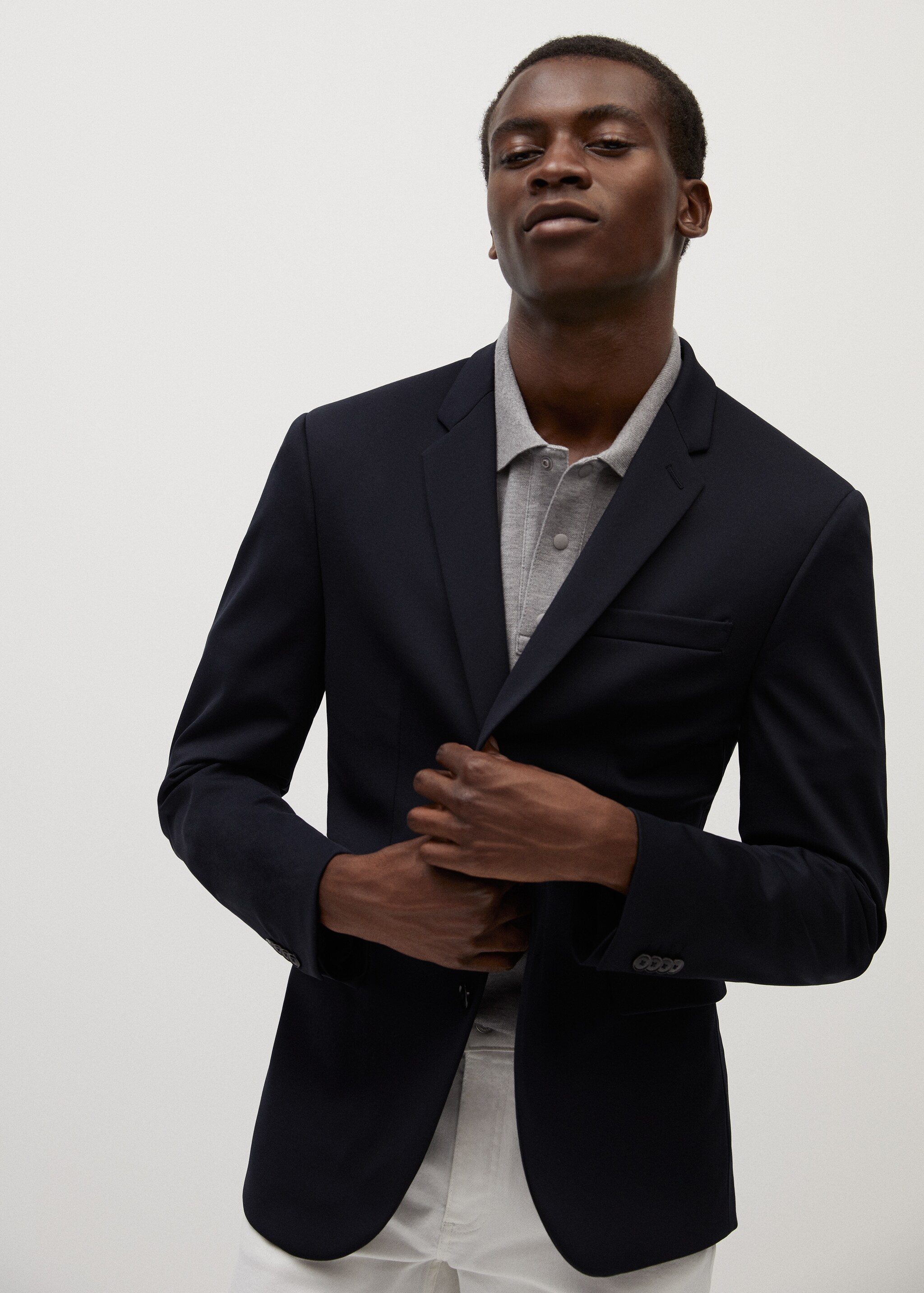 Super slim fit technical fabric blazer - Medium plane