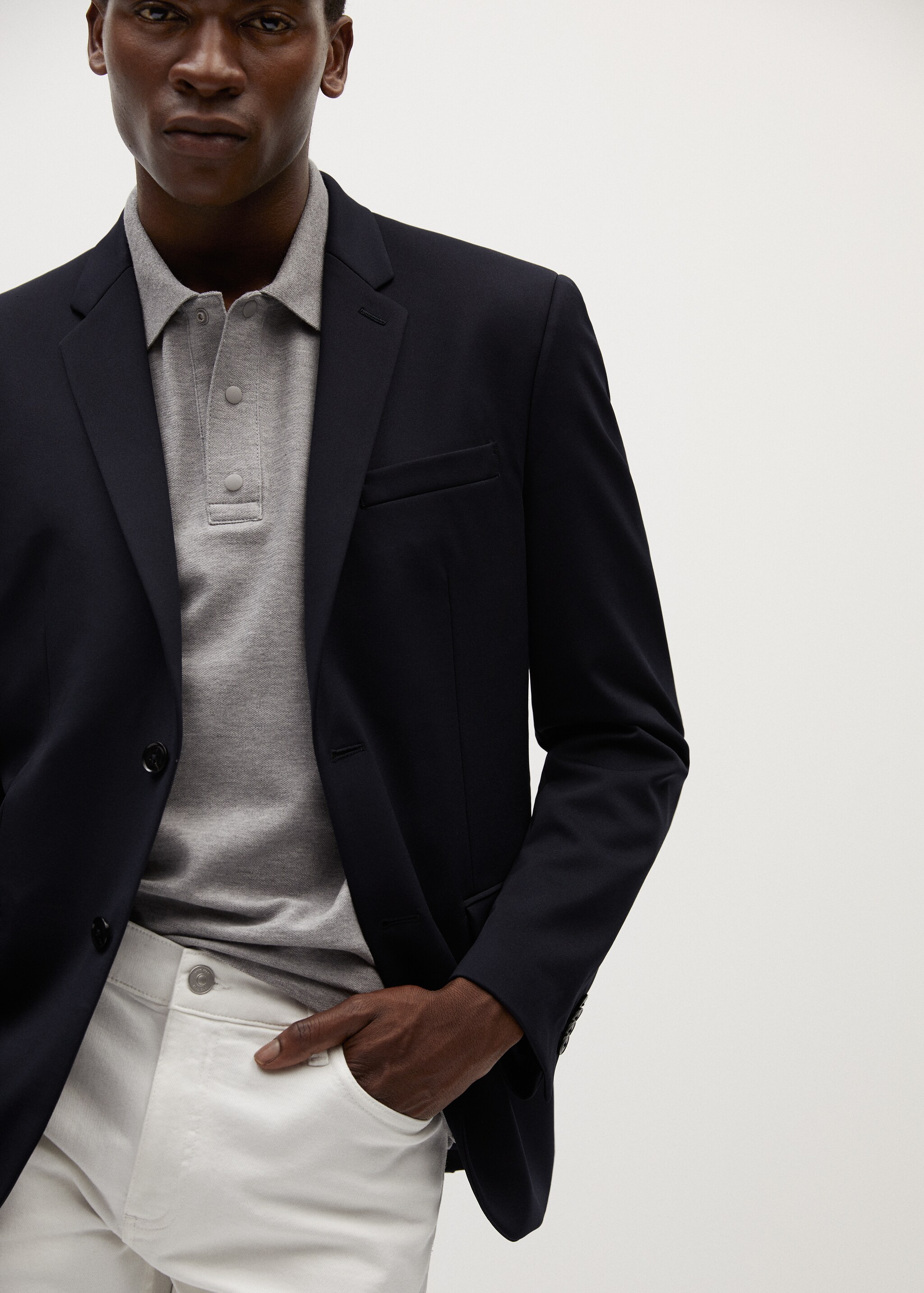 Super slim fit technical fabric blazer - Details of the article 1