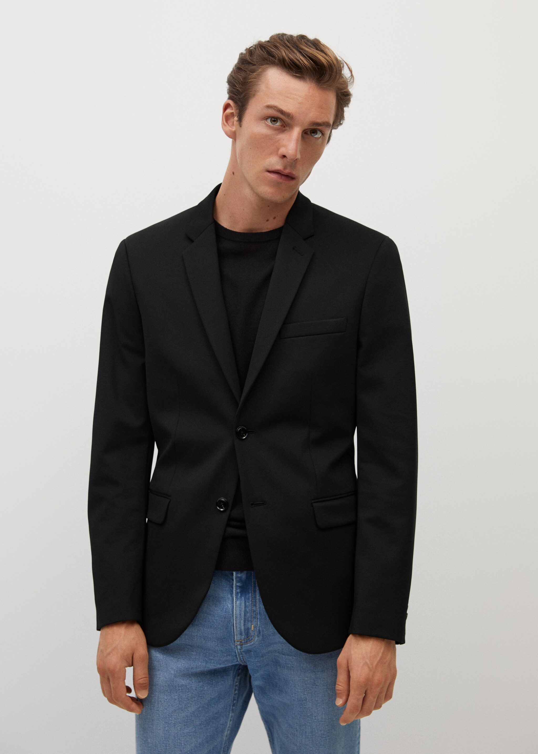 Super slim fit technical fabric blazer - Medium plane