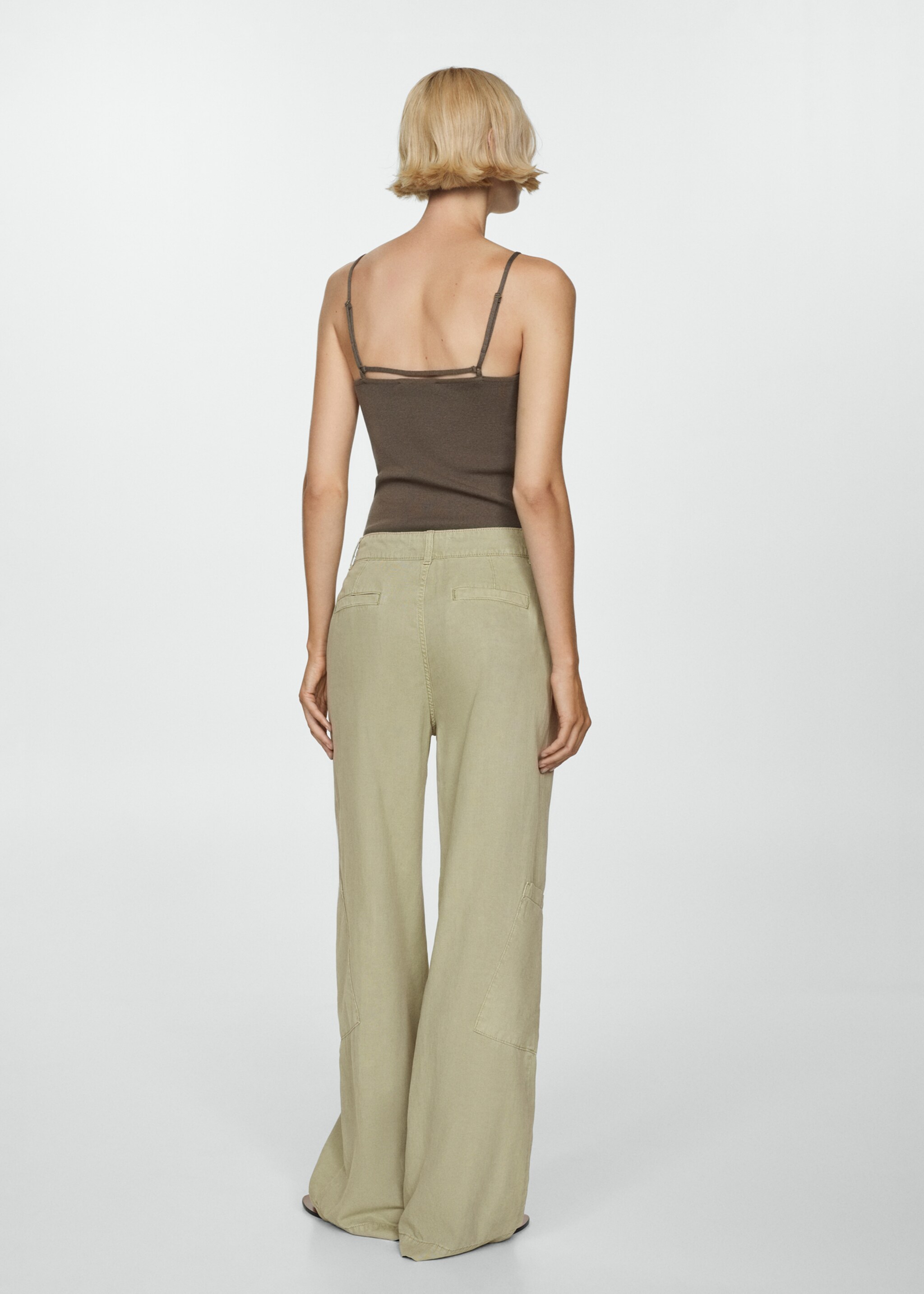 Pantalon Lyocell cordon de serrage - Verso de l’article, Kaki. Ref: 77062915-00.