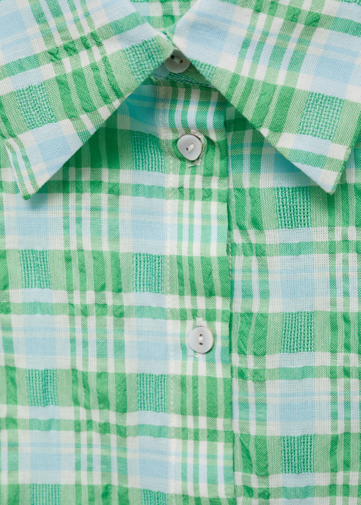 Chemise courte à carreaux vert pour femme | Sandro Paris Chemise courte à carreaux vert pour femme | Sandro Paris