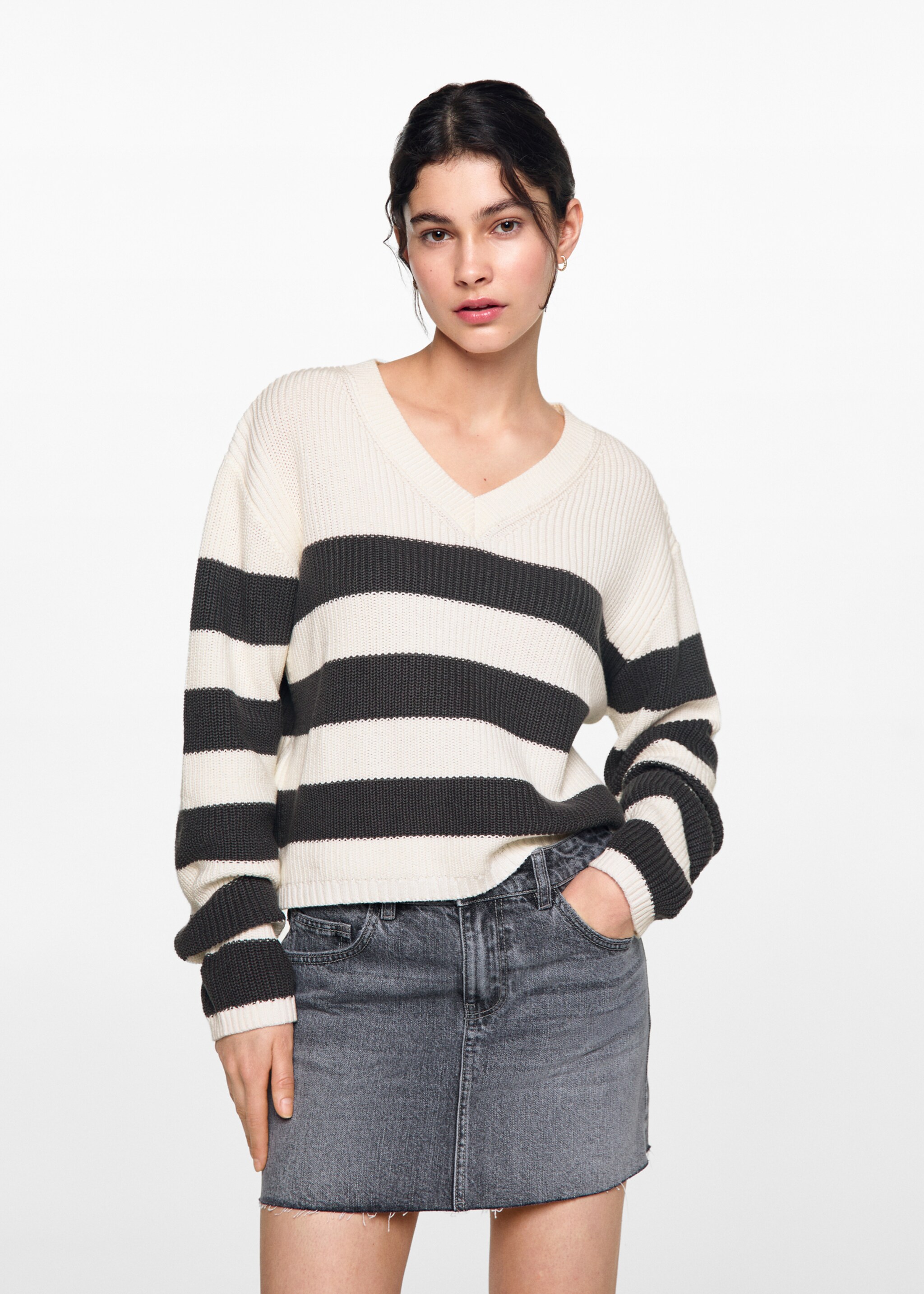 Jersei ratlles - Pla mig, Blanc trencat. Ref: 77062931-00.