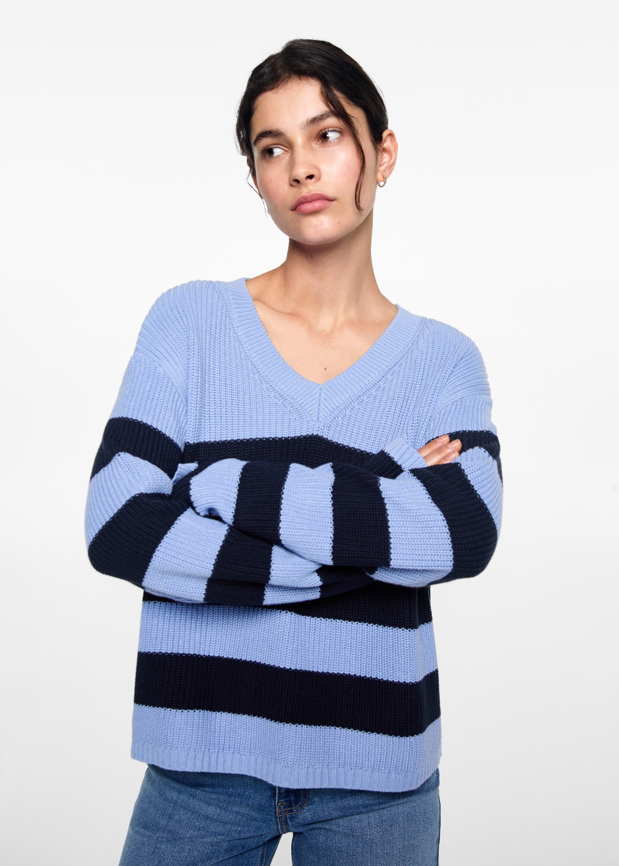 Striped sweater - Medium plane, Blue. Ref: 77062931-00.