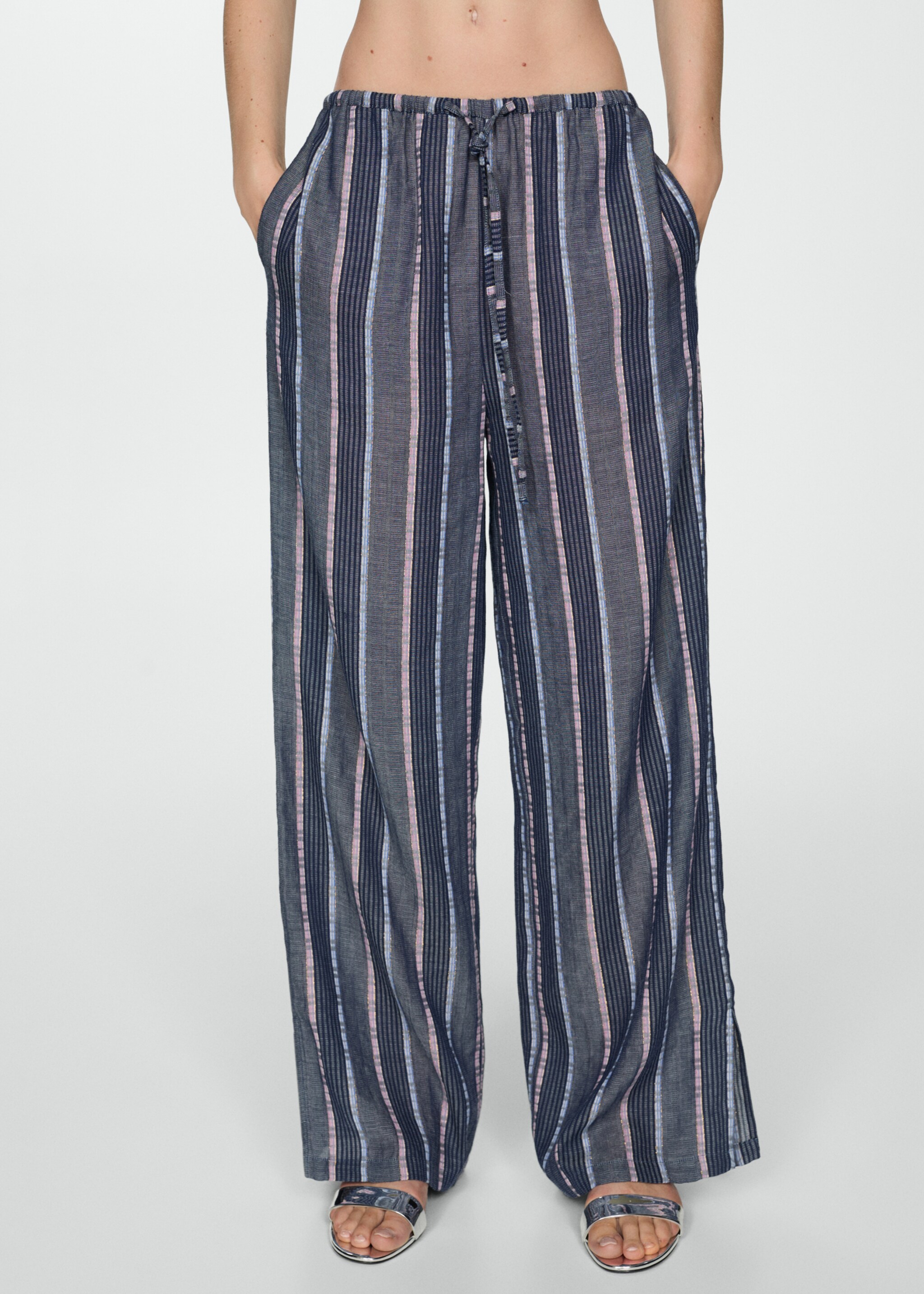 Gestreepte straight-fit broek - Middenvlak