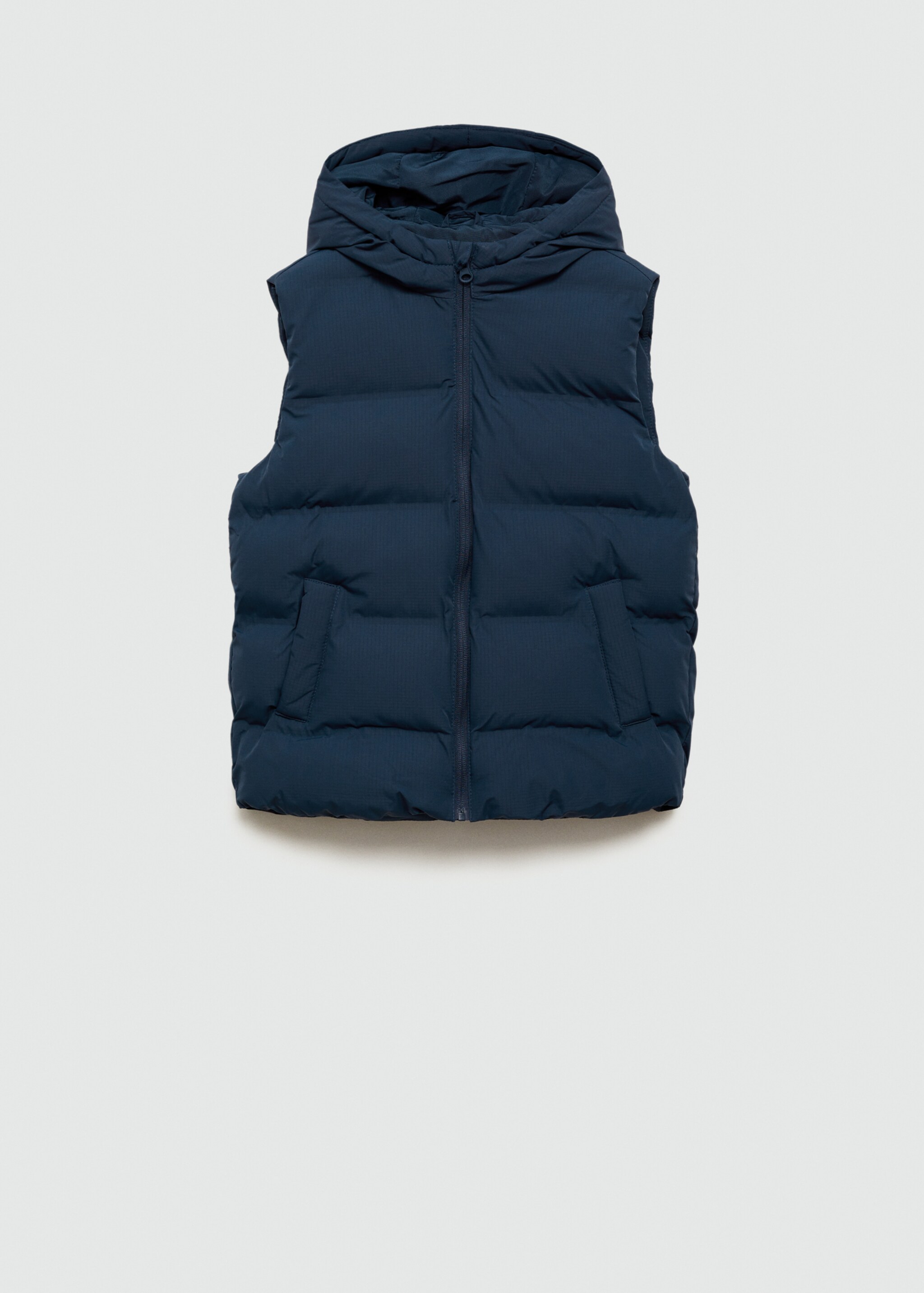 Quilted gilet with hood - Article without model, Dark Navy. Ref: 77063665-00.