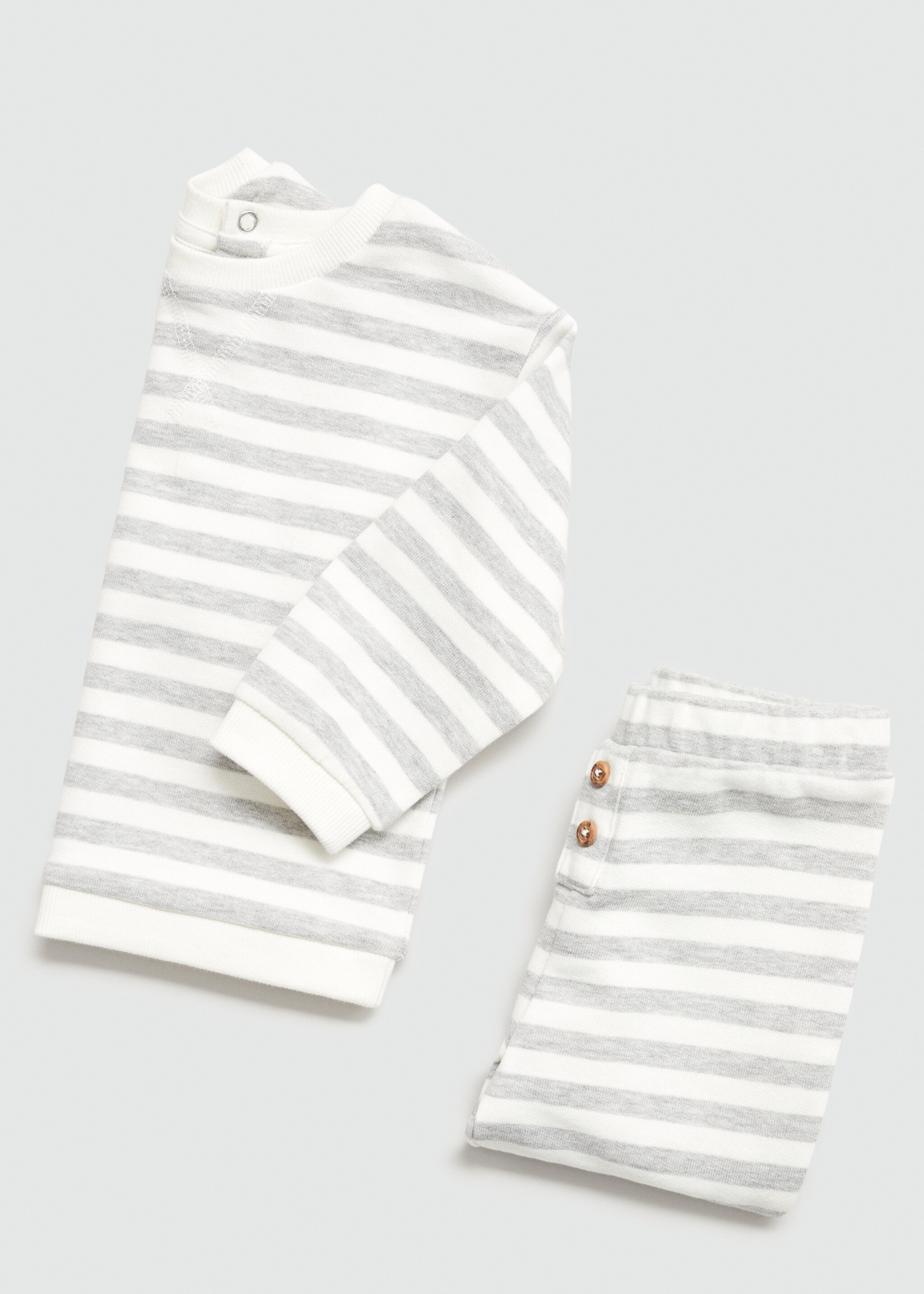 Striped cotton trousers - Details of the article 0, Medium Heather Grey. Ref: 77063668-00.