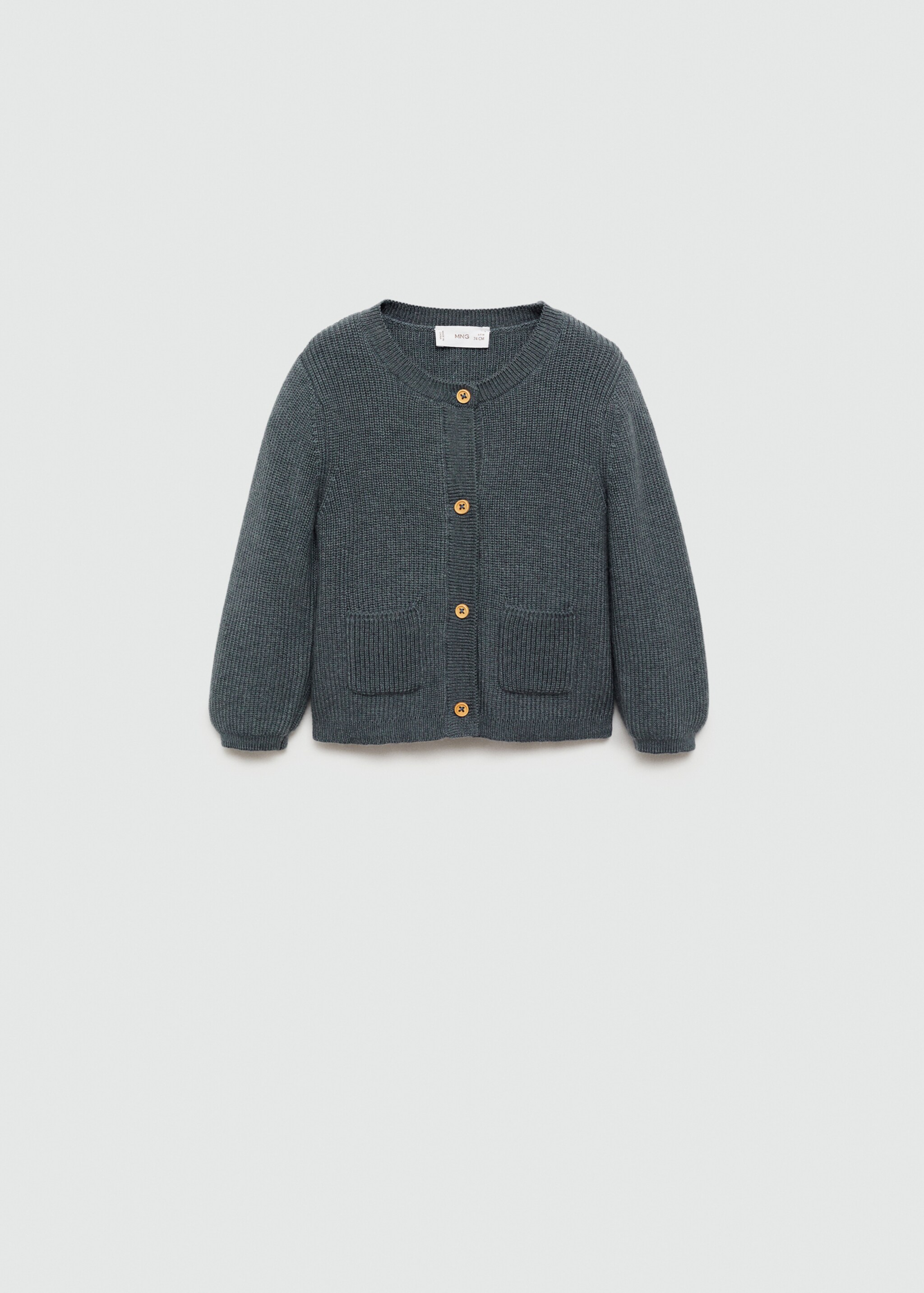 Cardigan med sidofickor - Artikel utan modell, Oljeblå. Ref: 77063670-00.