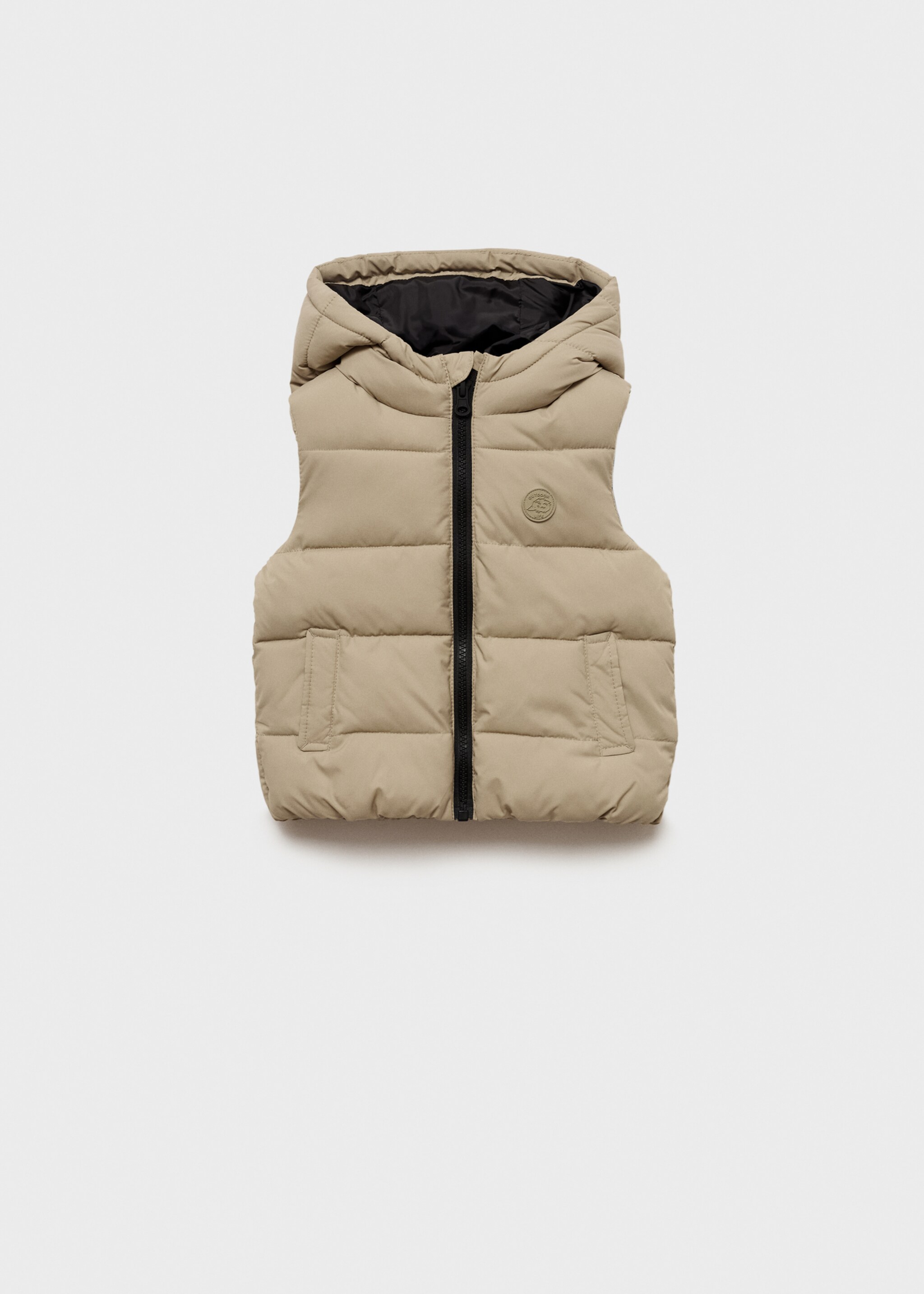 Quilted gilet with hood - Article without model, Ivory White. Ref: 77064010-00.