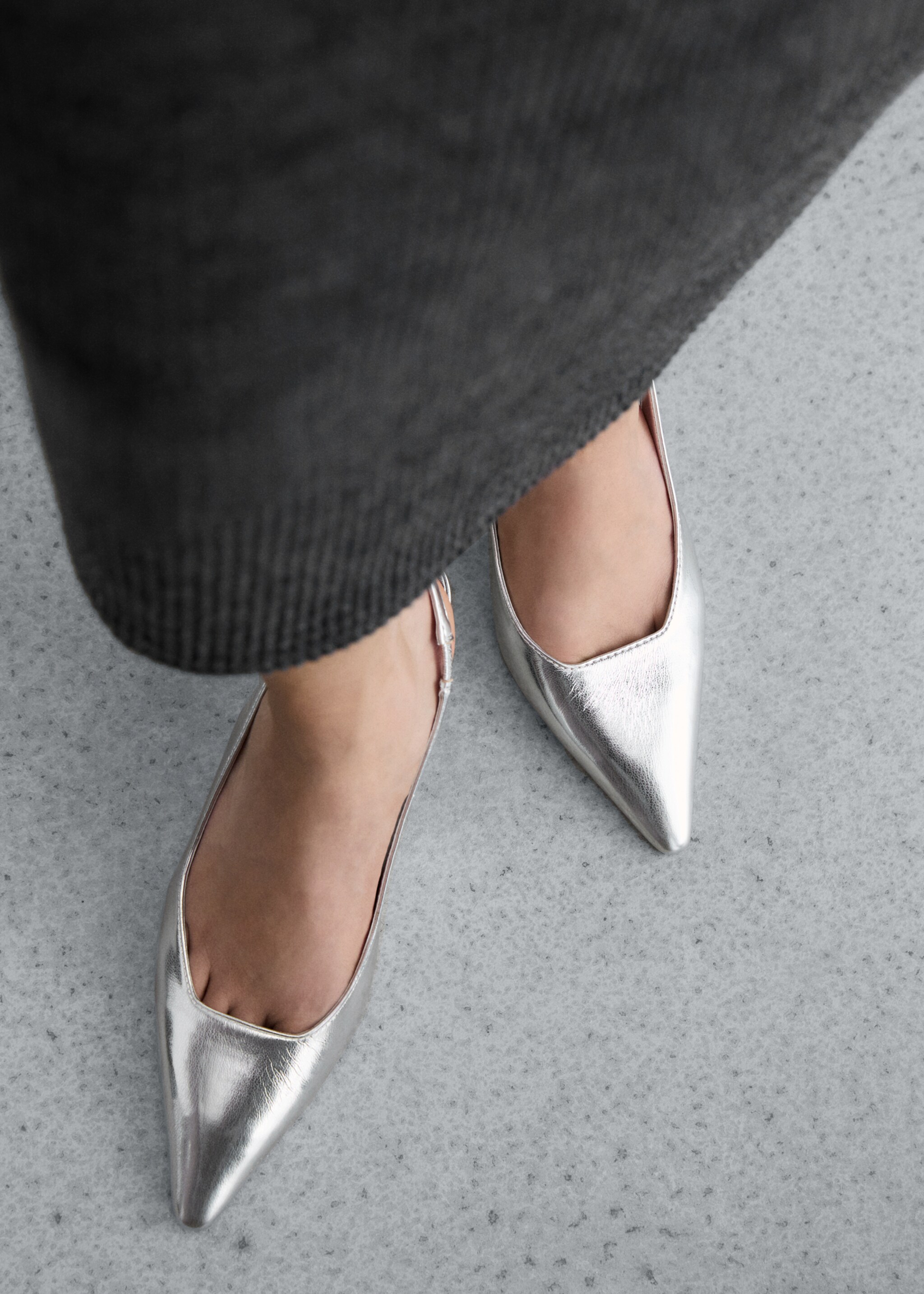 Metallic sling back shoes - Details of the article 9, Silver. Ref: 77064011-00.