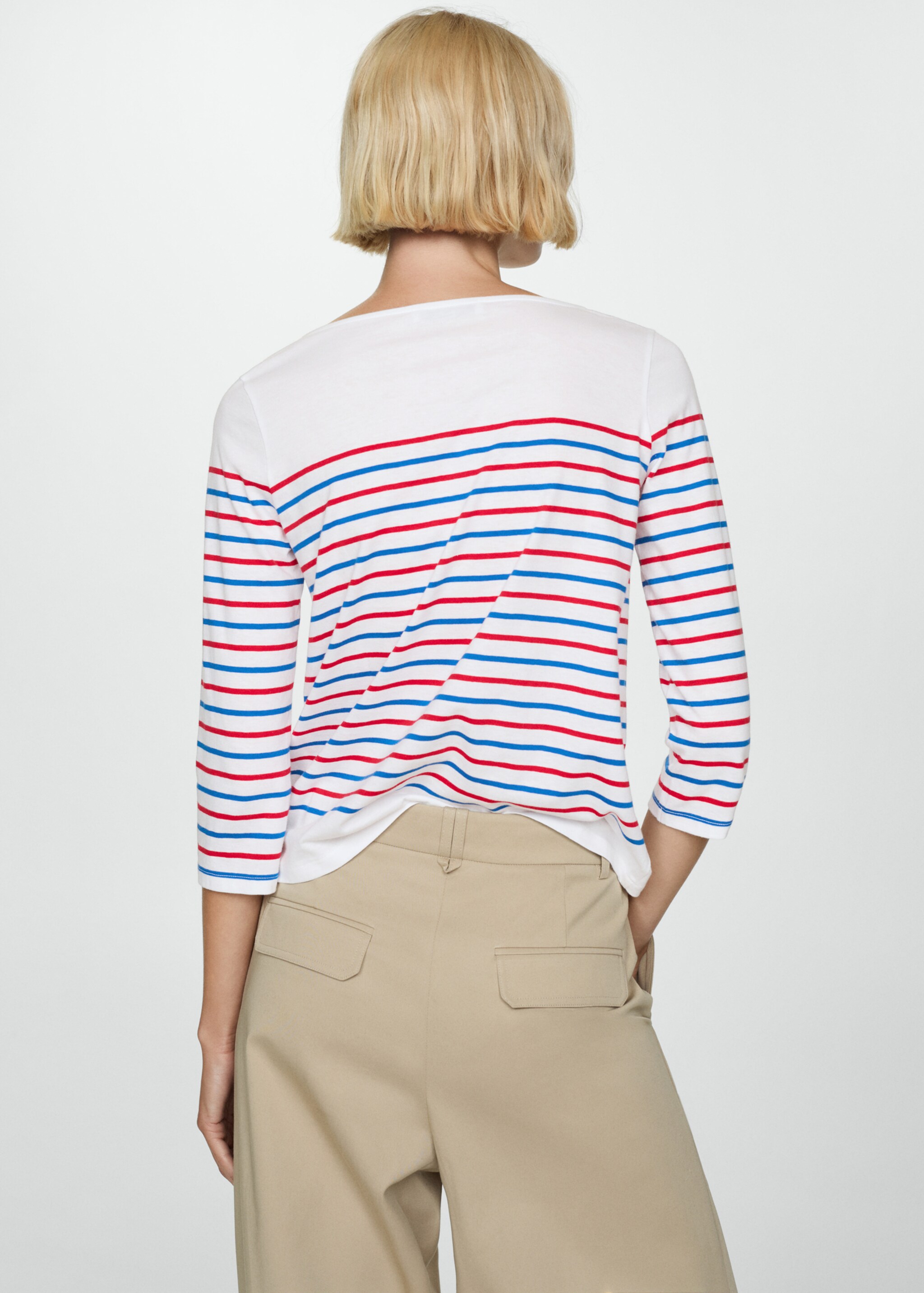 Samarreta ratlles coll vaixell - Revers de l'article, Blanc. Ref: 77064018-00.