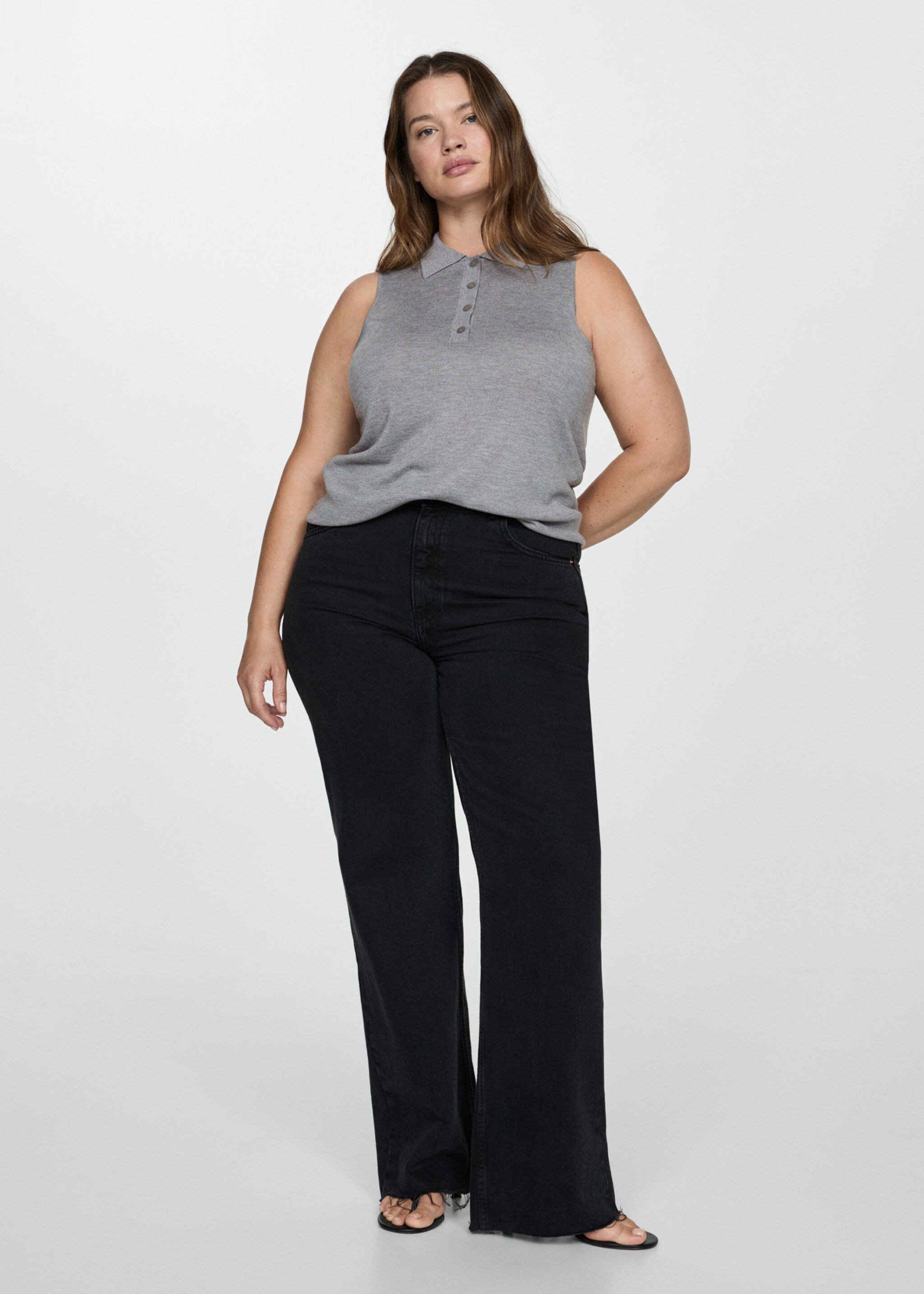 Armilla punt fi coll polo - Detall de l'article 3, Gris mig vigoré. Ref: 77064021-00.