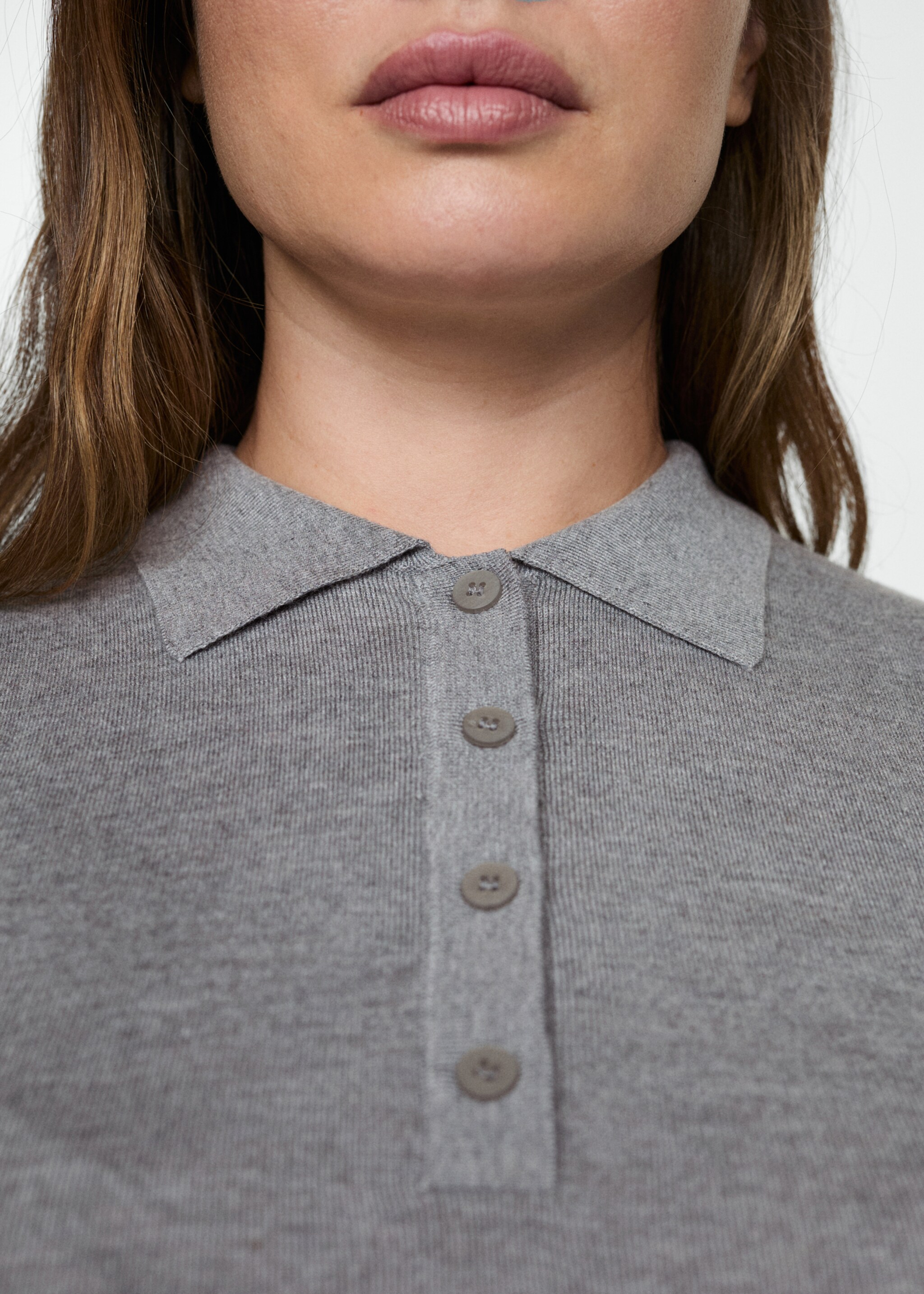 Armilla punt fi coll polo - Detall de l'article 4, Gris mig vigoré. Ref: 77064021-00.