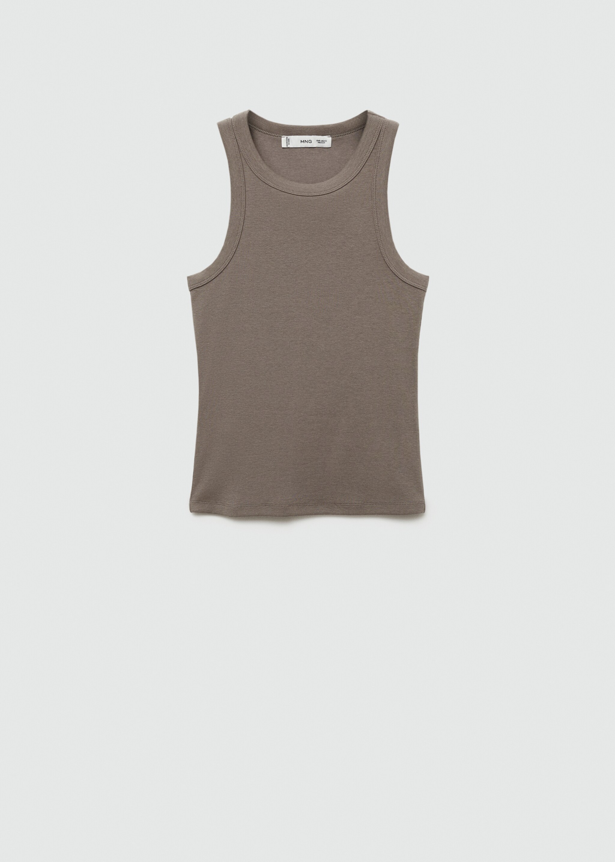 Bawełniany ściągaczowy top - Artykuł bez modela/modelki, Średni Brązowy. Ref: 77064022-00.