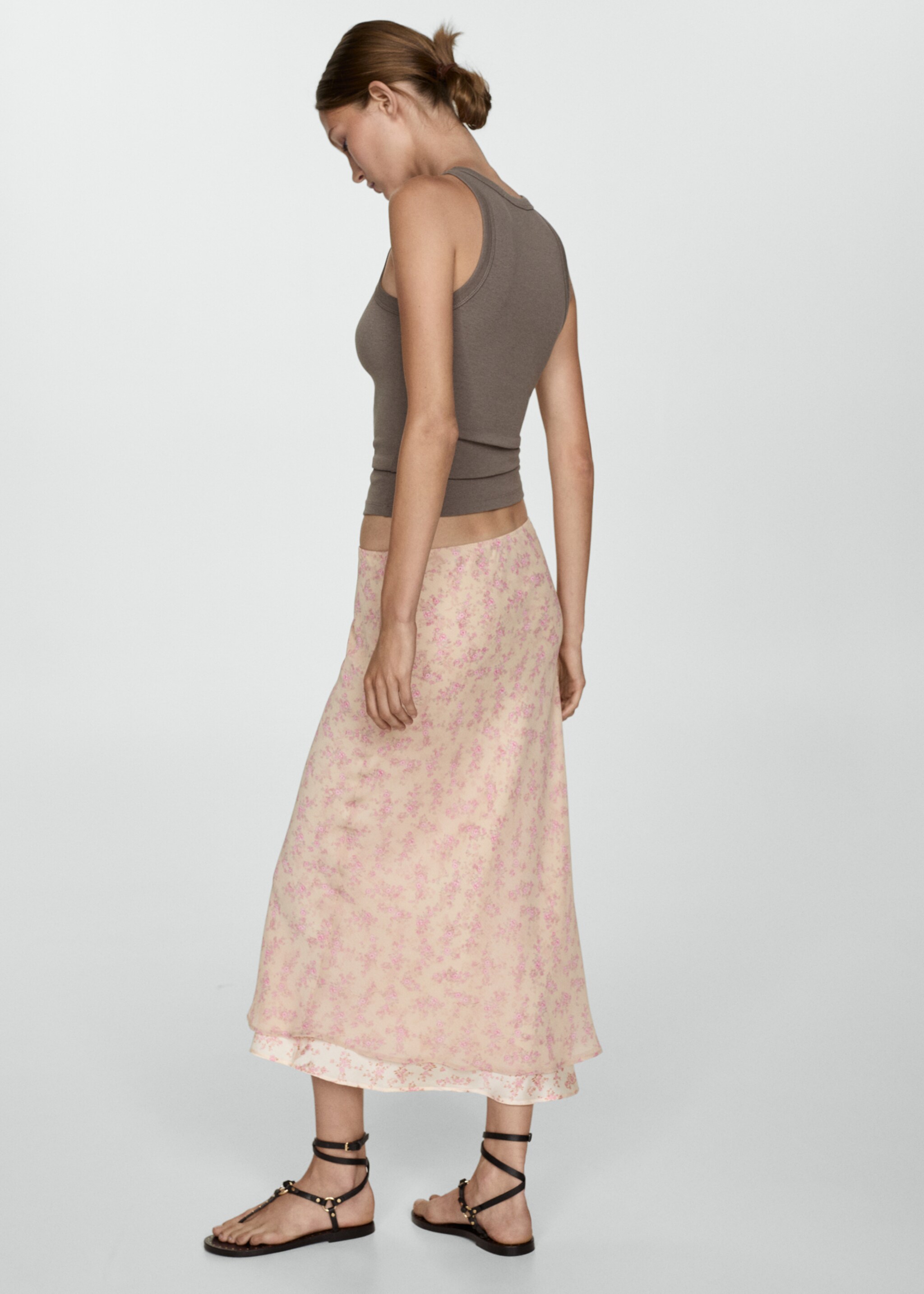 Bawełniany ściągaczowy top - Tylna strona artykułu, Średni Brązowy. Ref: 77064022-00.