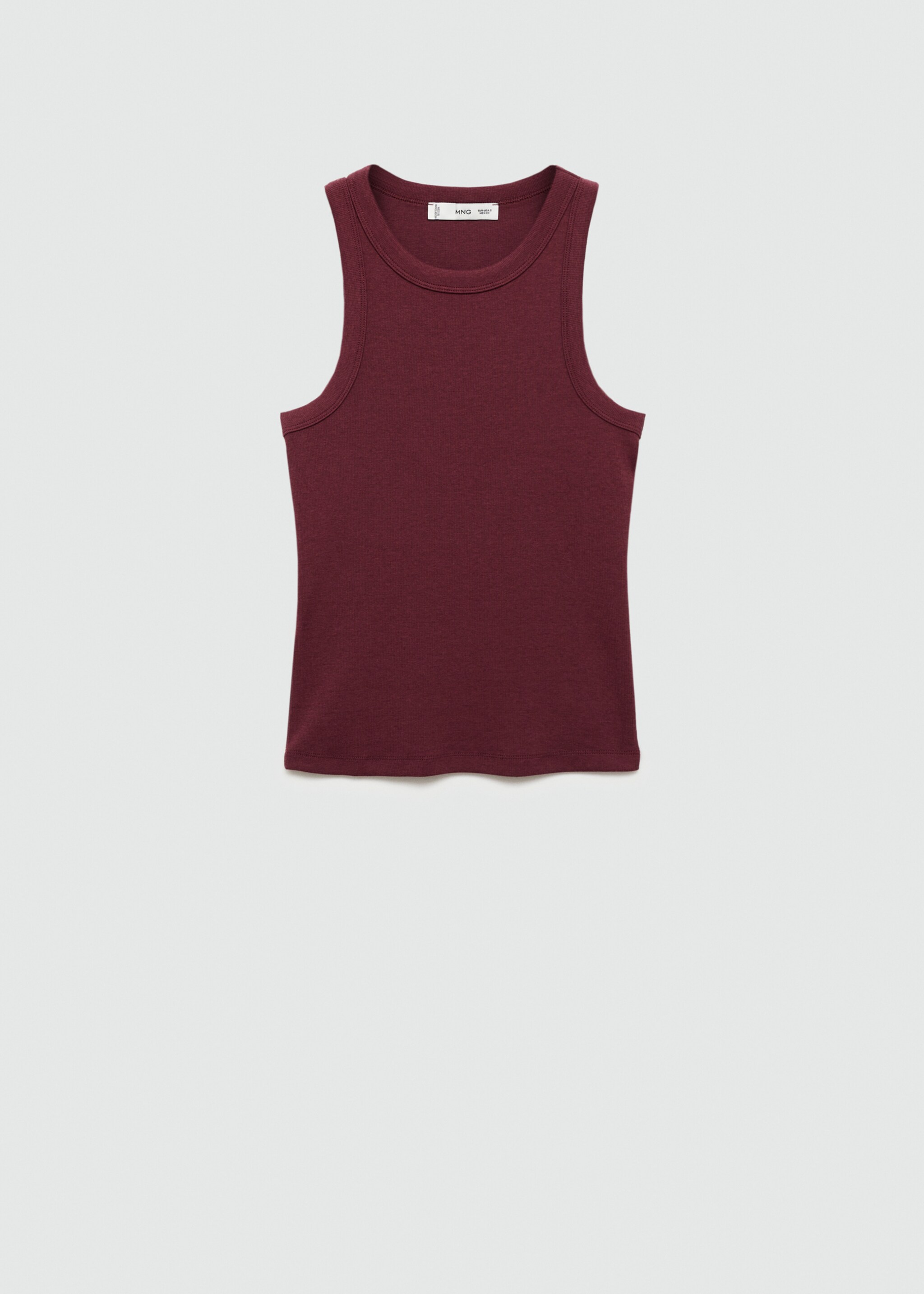 Ribbed cotton-blend top - Article without model, Burgundy. Ref: 77064022-00.