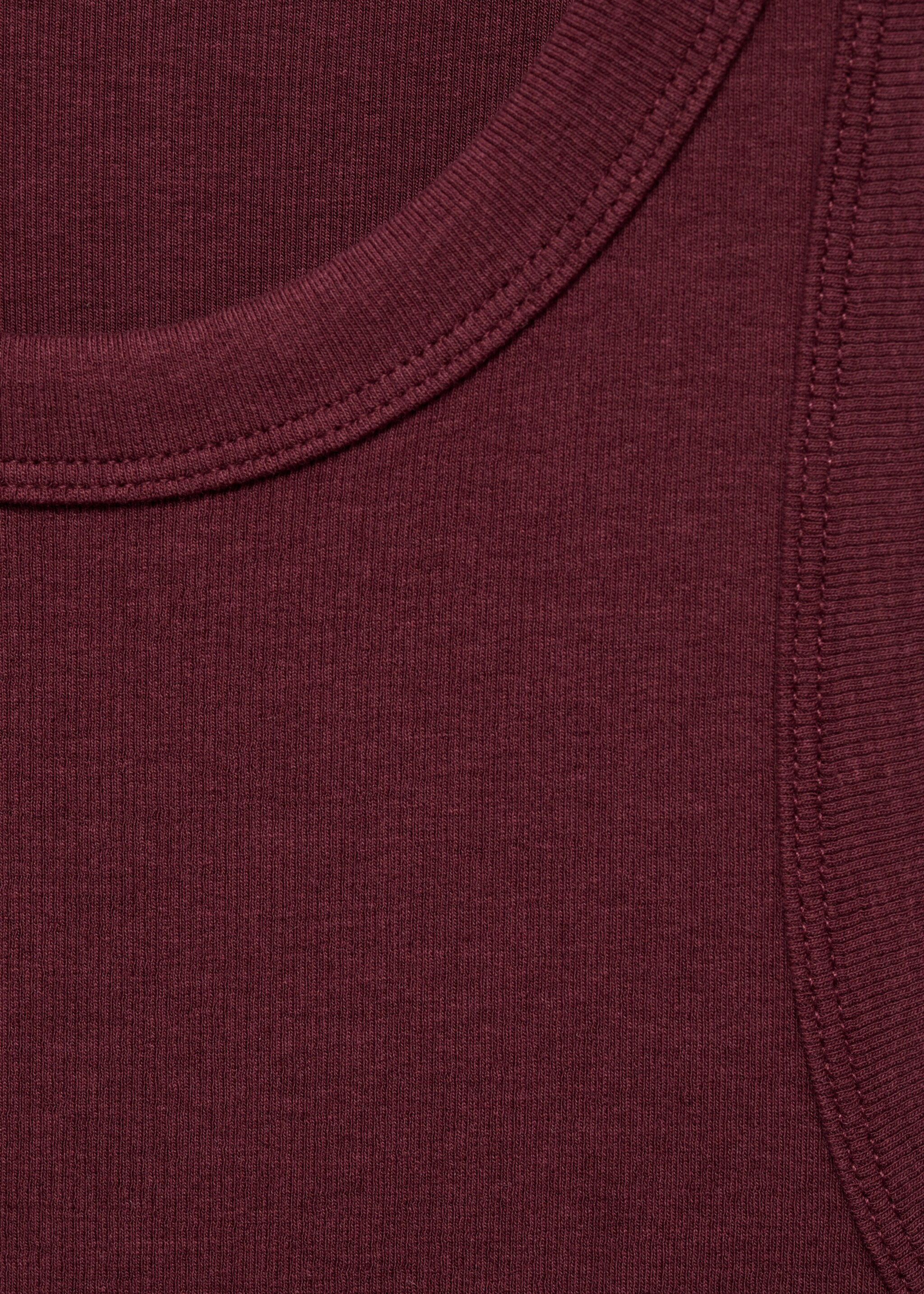 Ribbed cotton-blend top - Details of the article 8, Burgundy. Ref: 77064022-00.