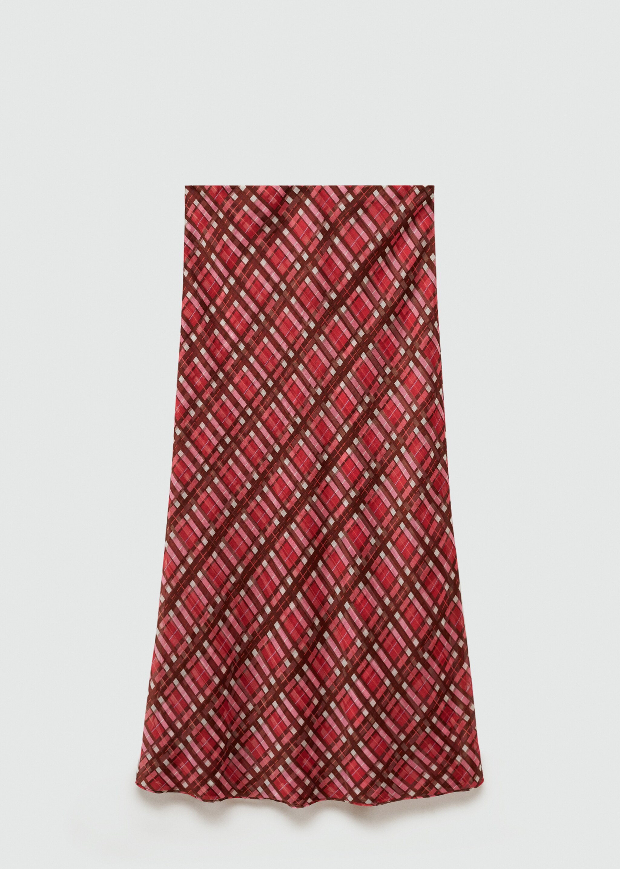 Checked long skirt - Article without model, Maroon. Ref: 77064023-00.