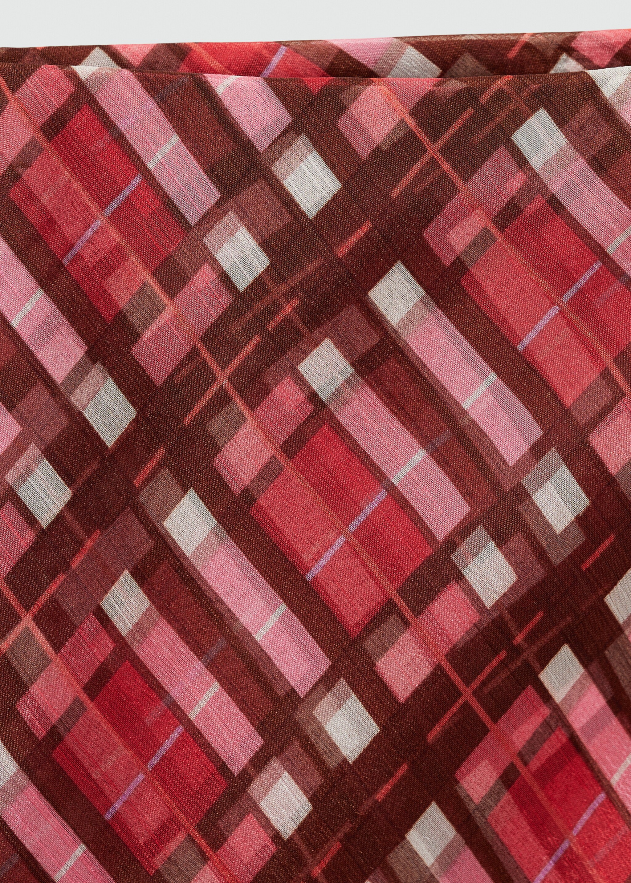 Checked long skirt - Details of the article 0, Maroon. Ref: 77064023-00.