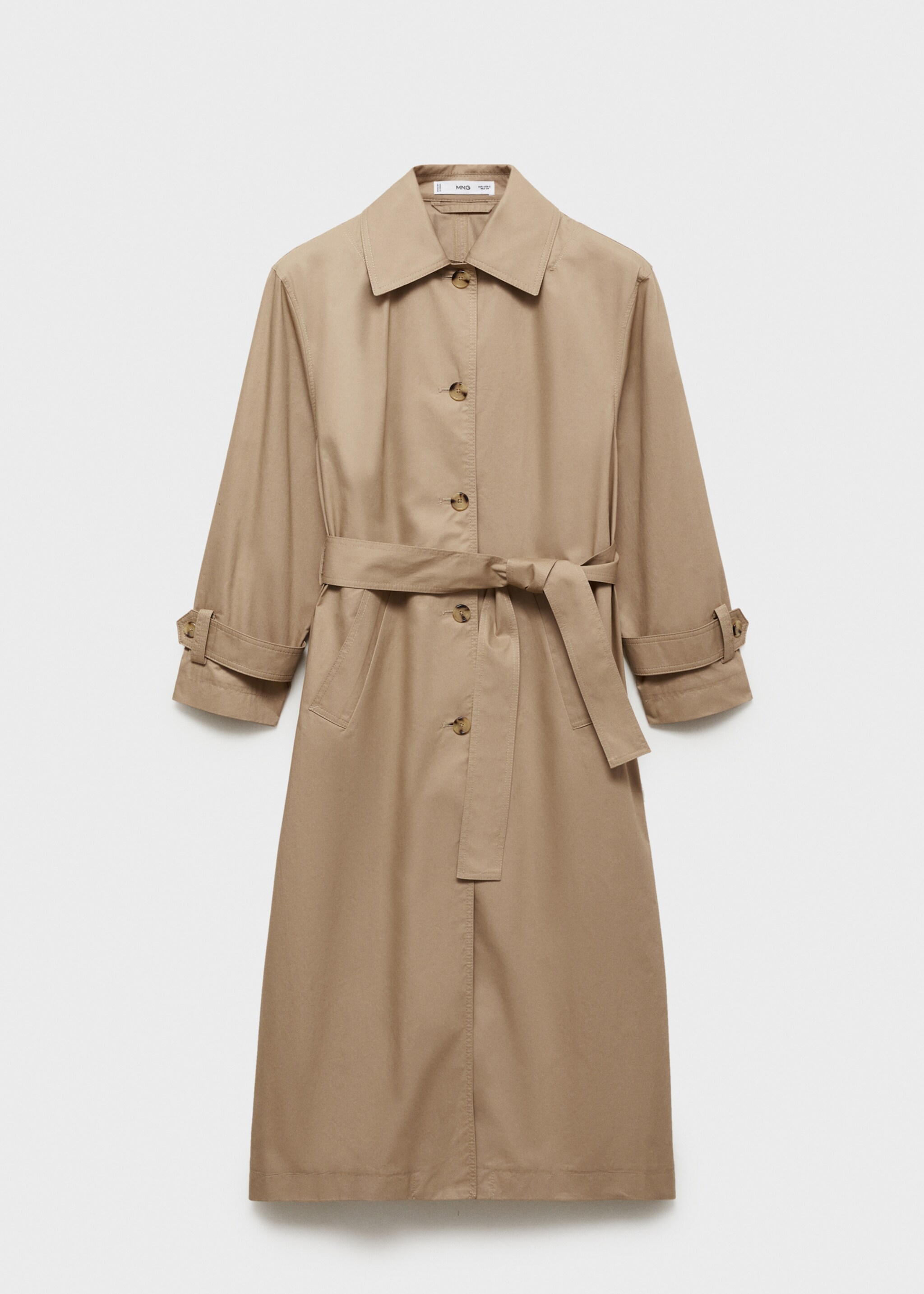 Cotton trench coat with shirt collar - Article without model, Beige. Ref: 77064029-00.