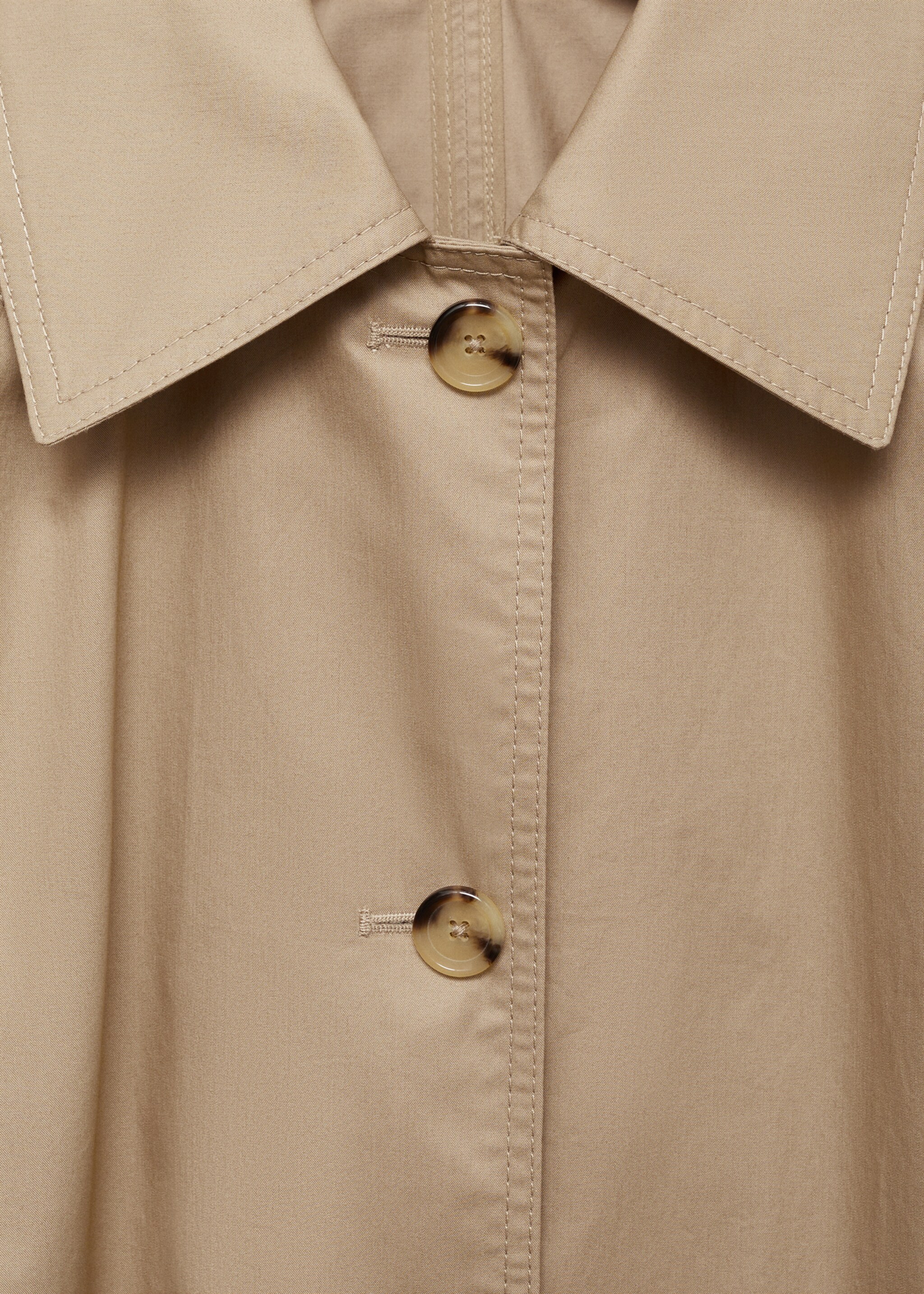 Cotton trench coat with shirt collar - Details of the article 8, Beige. Ref: 77064029-00.