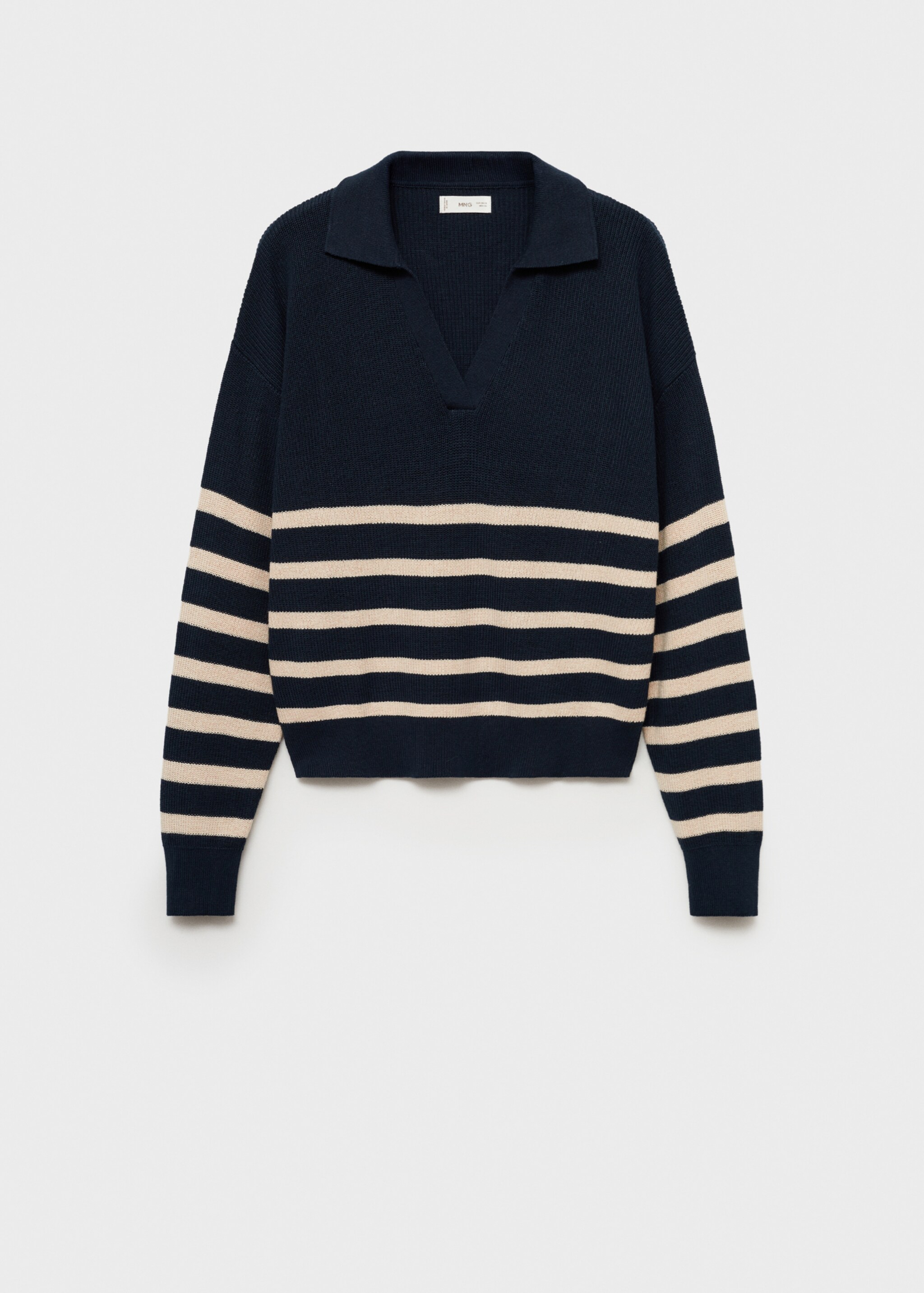 Knit striped sweater - Article without model, Dark Navy. Ref: 77064039-00.