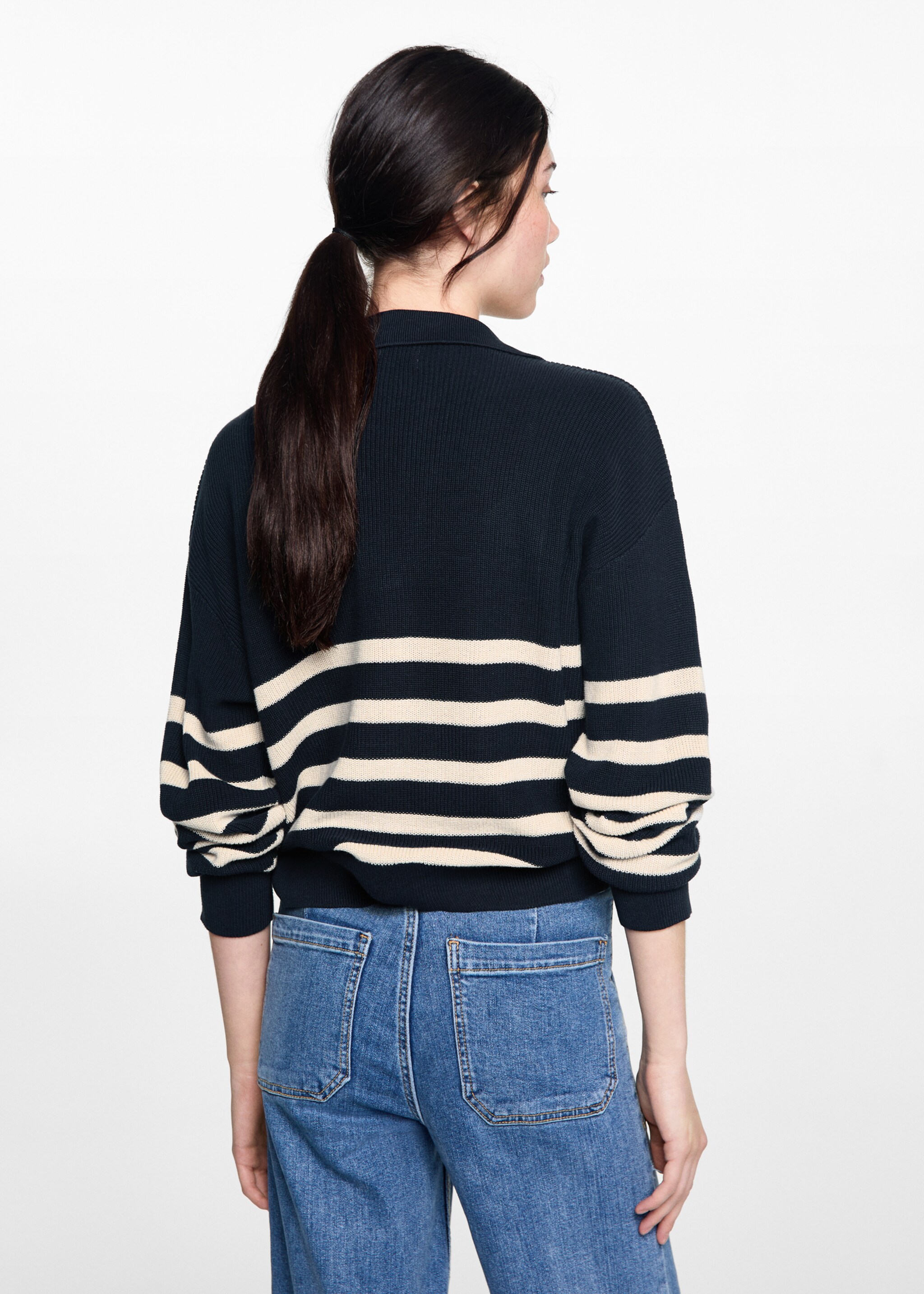 Knit striped sweater - Reverse of the article, Dark Navy. Ref: 77064039-00.