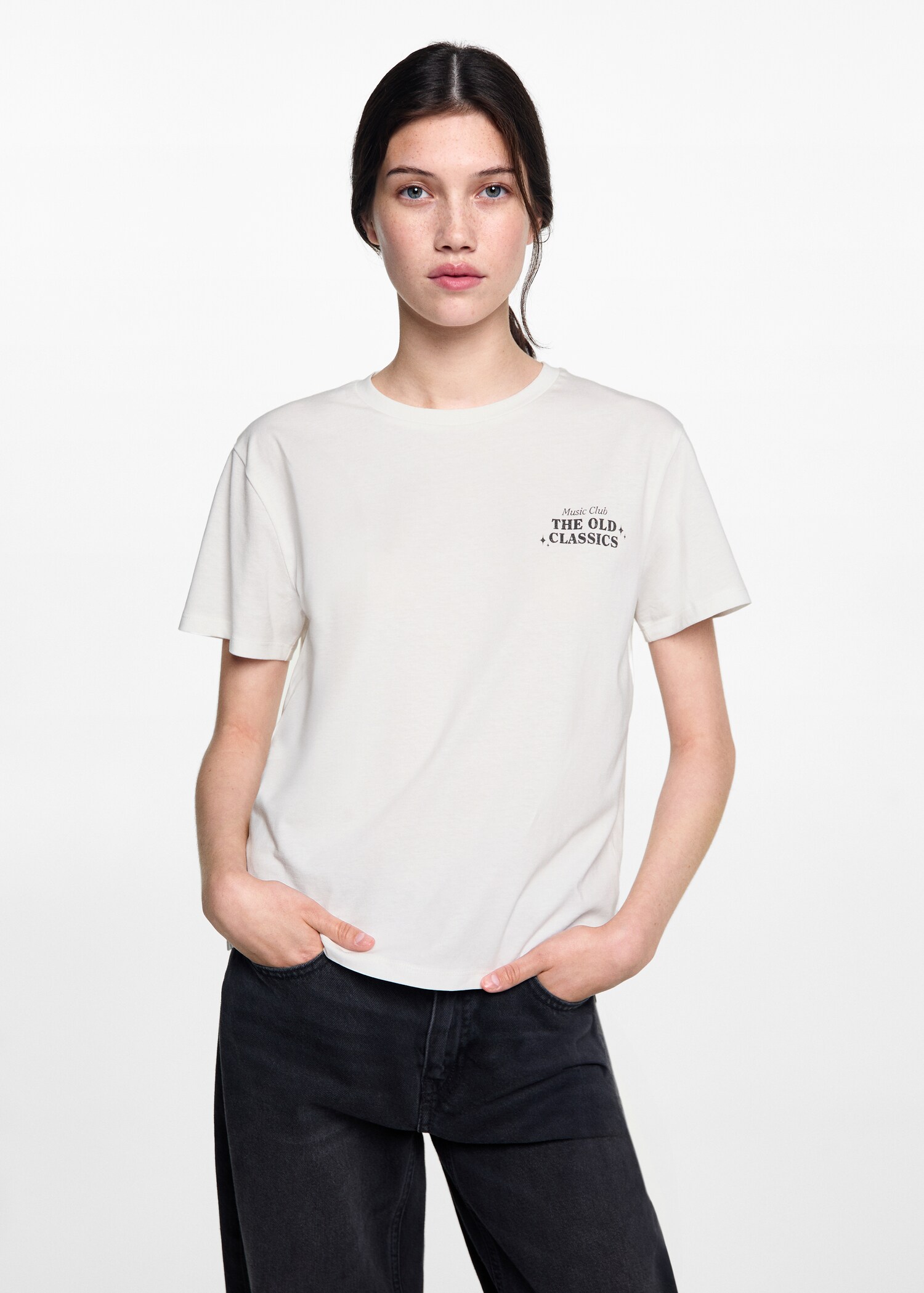Bedrucktes Baumwoll-T-Shirt - Mittlere Ansicht