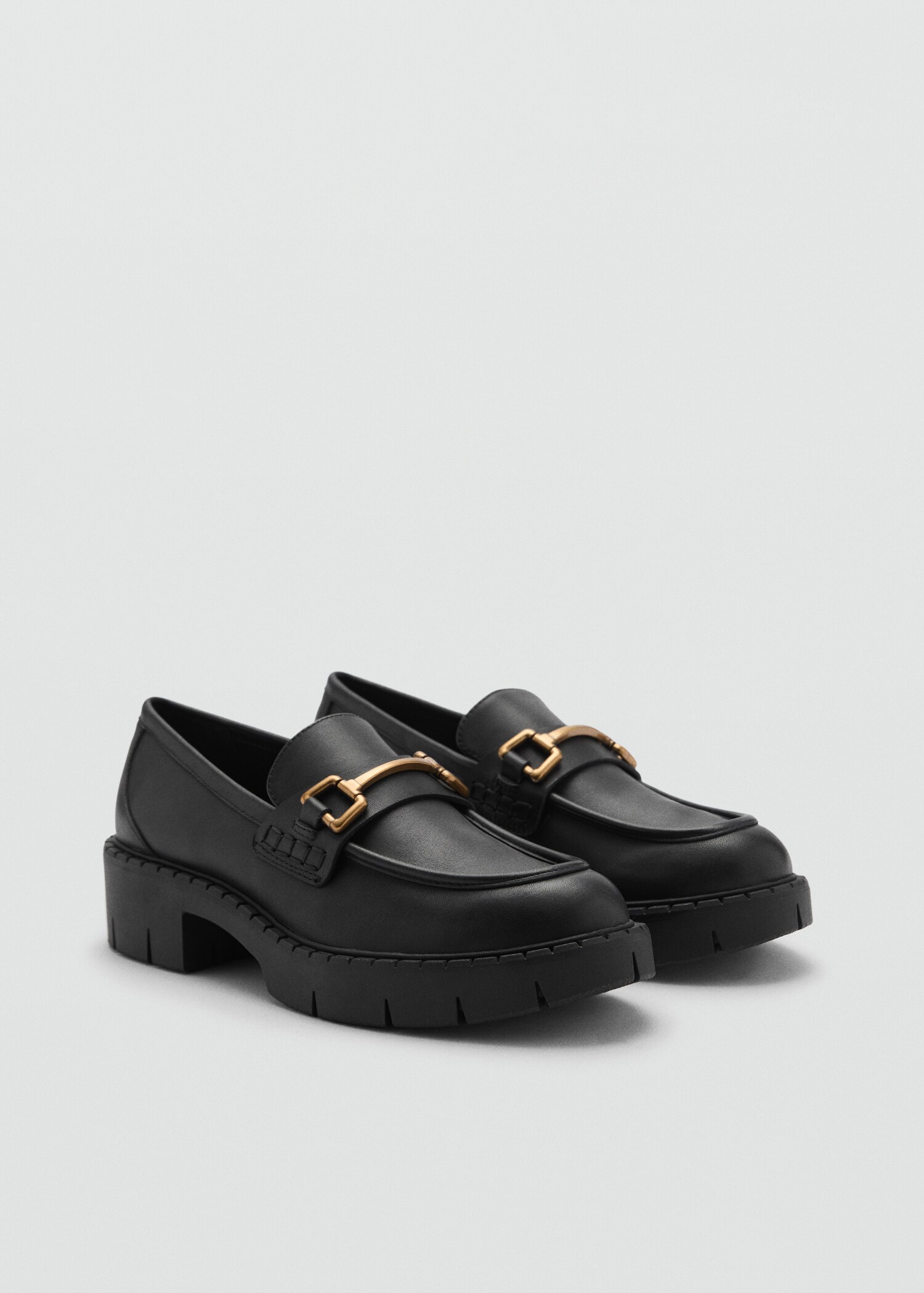 Mocassins pell detall metàl·lic - Pla mig
