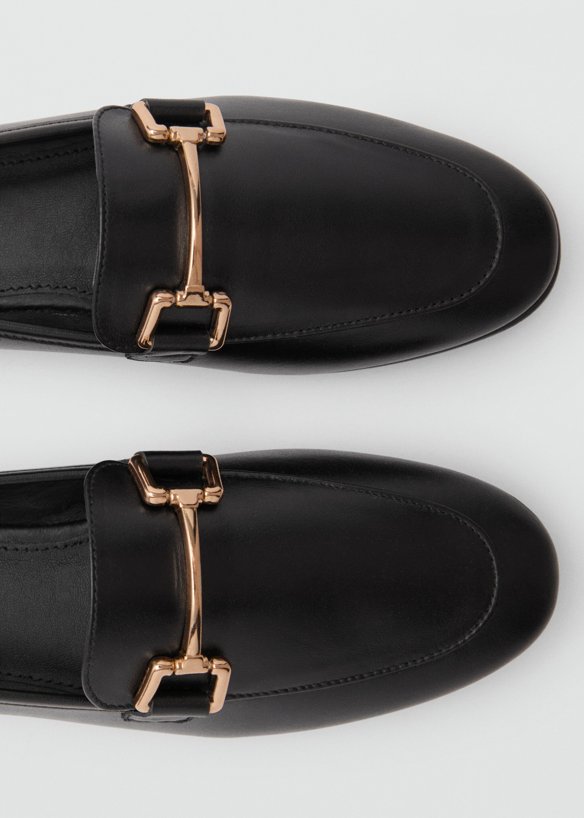 Leather loafers with metallic detail - Details of the article 2, Black. Ref: 77064047-00.