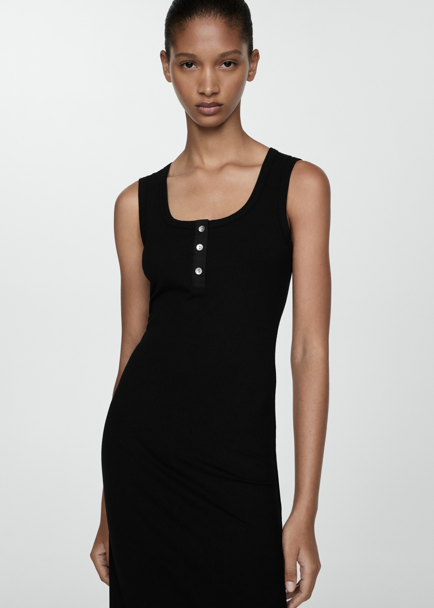 Vestido canalé botones - Main Image