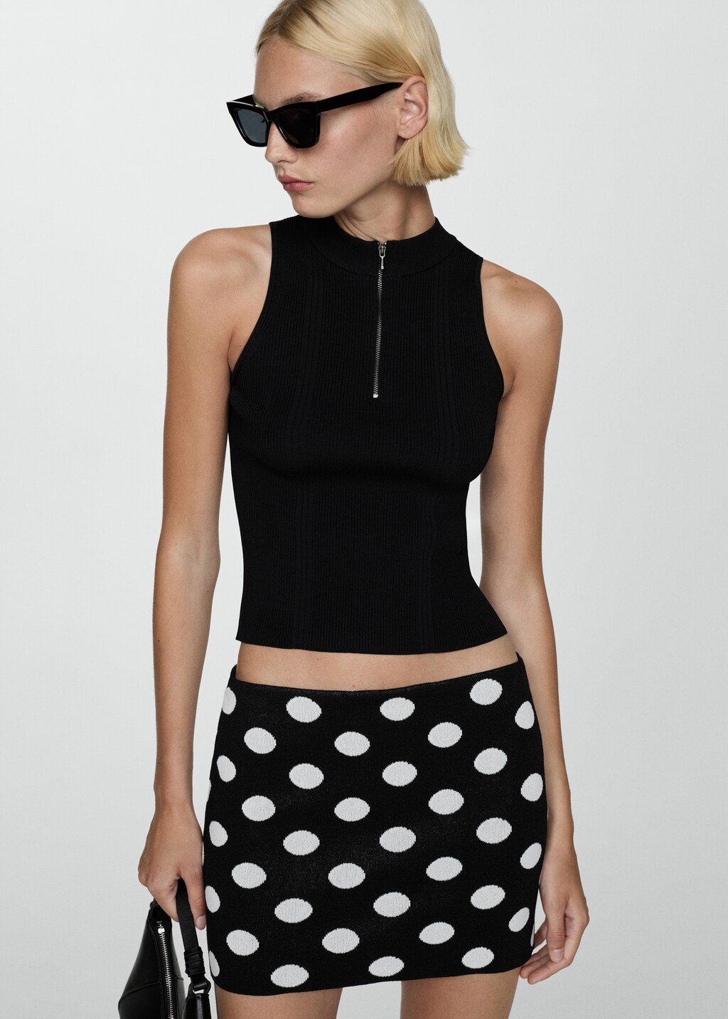 Polka-dot knitted skirt - Women | MANGO OUTLET USA Polka-dot knitted skirt - Women | MANGO OUTLET USA