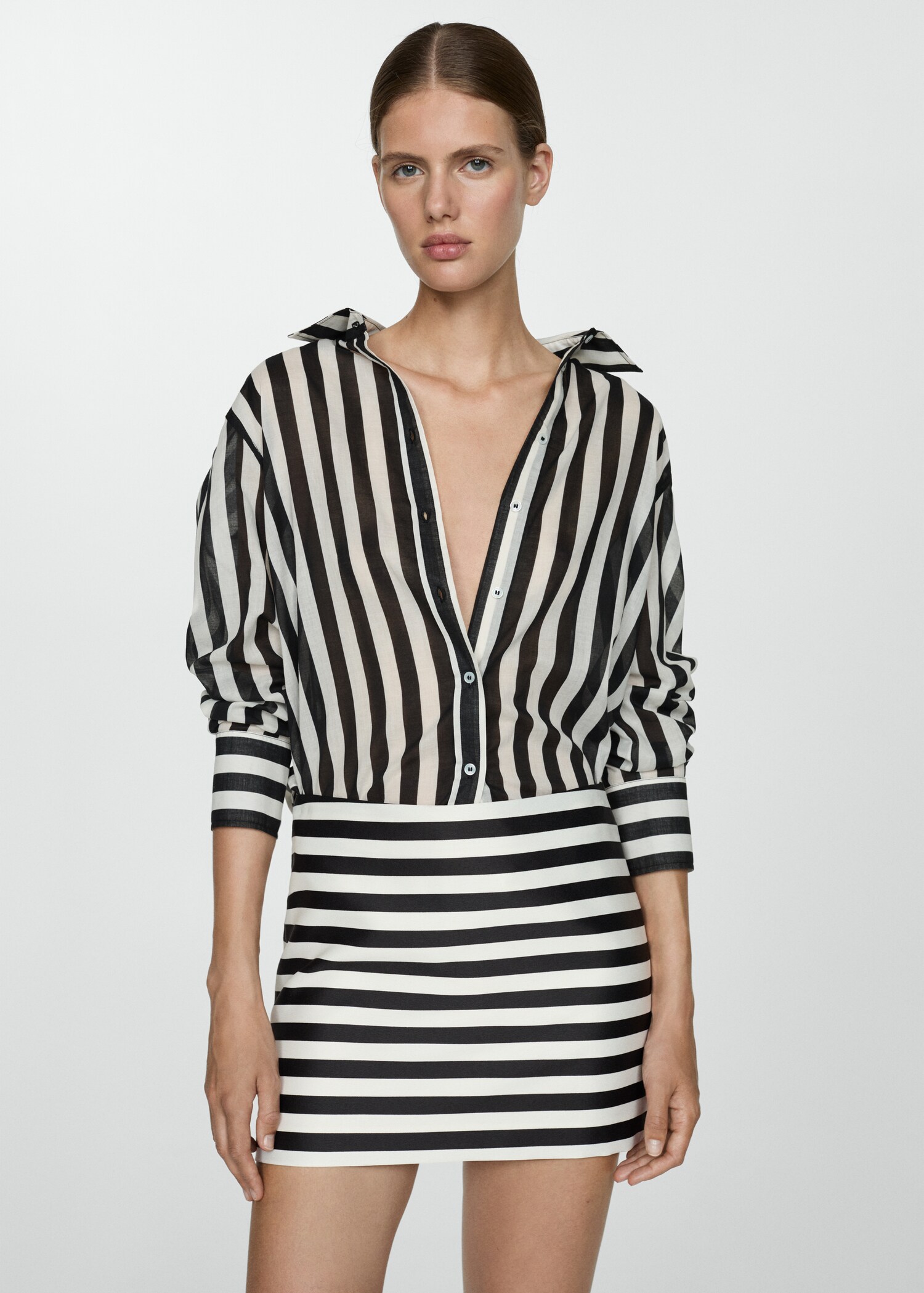 Striped knitted mini-skirt - Medium plane