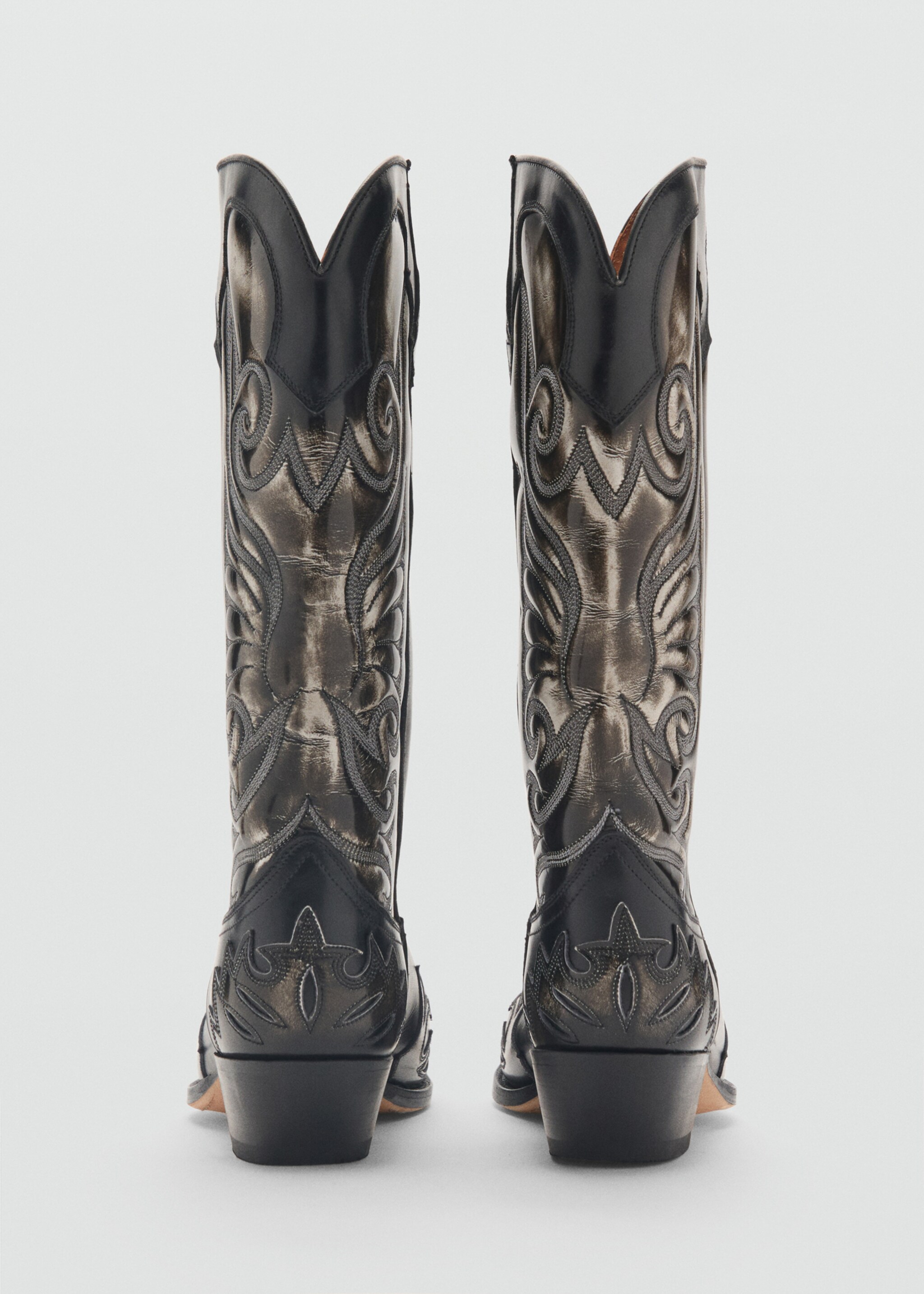 Two-tone leather cowboy boots - Details of the article 1, Brown. Ref: 77064072-00.