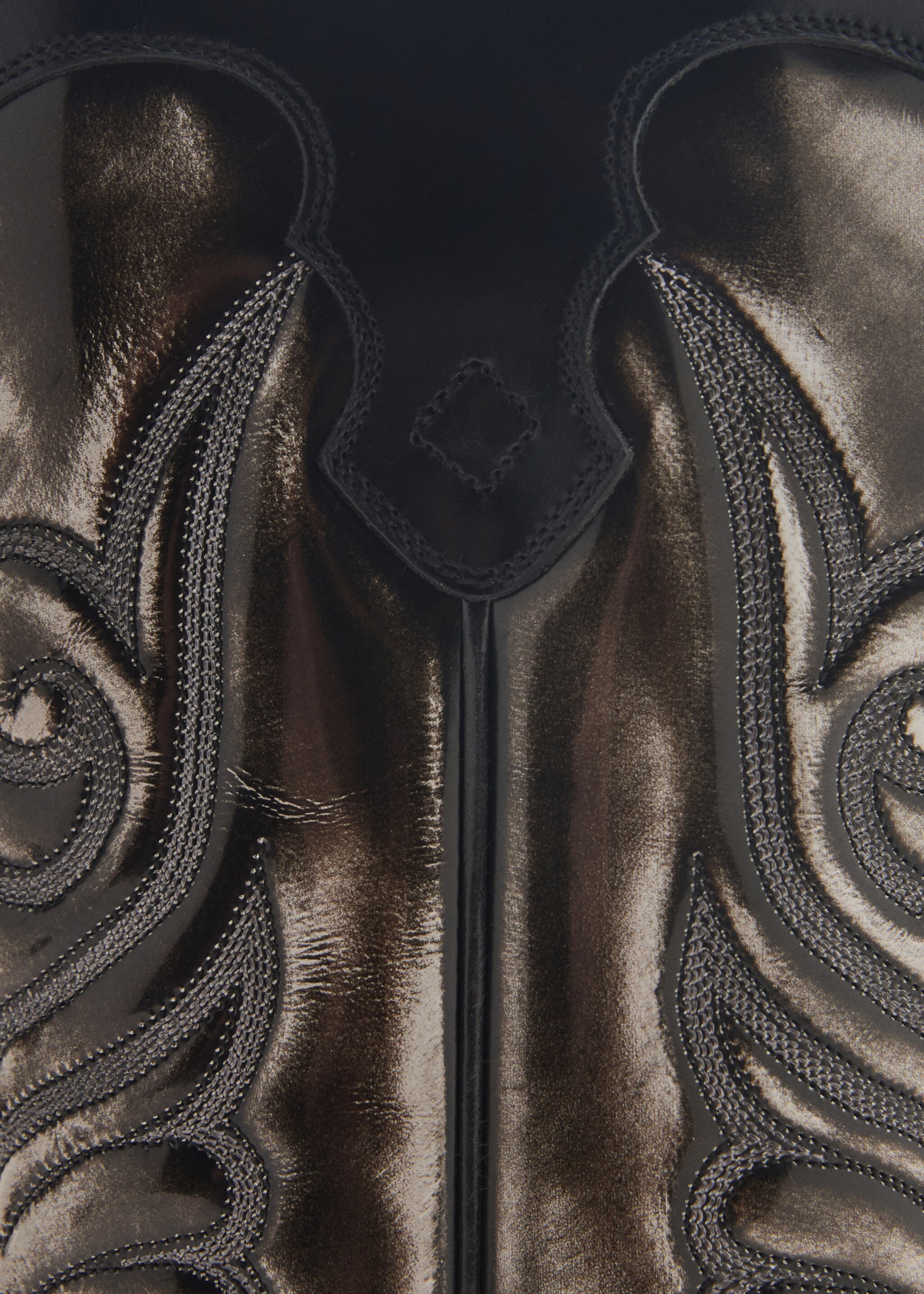 Two-tone leather cowboy boots - Details of the article 2, Brown. Ref: 77064072-00.