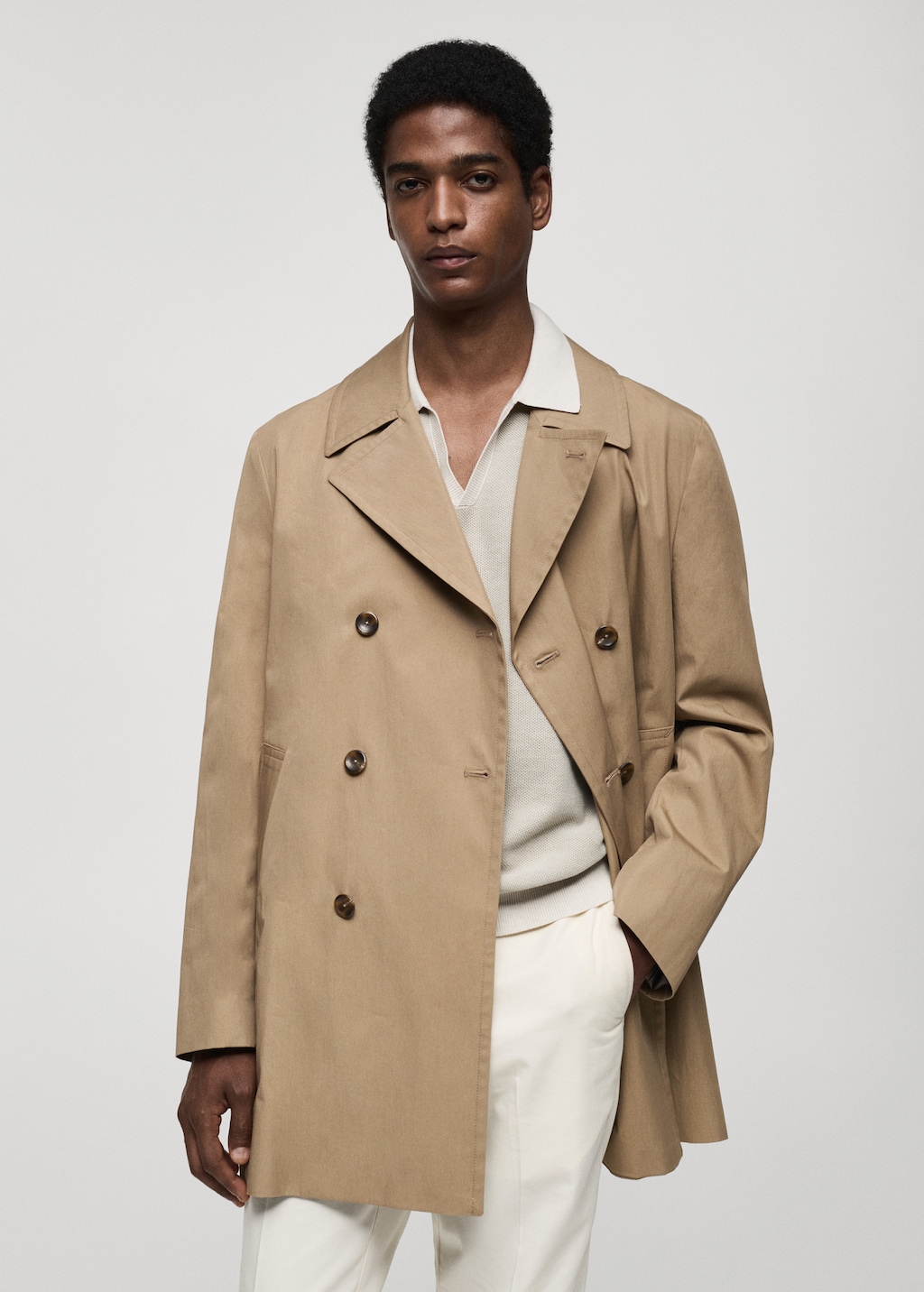 Short cotton trench coat - Men | MANGO OUTLET USA
