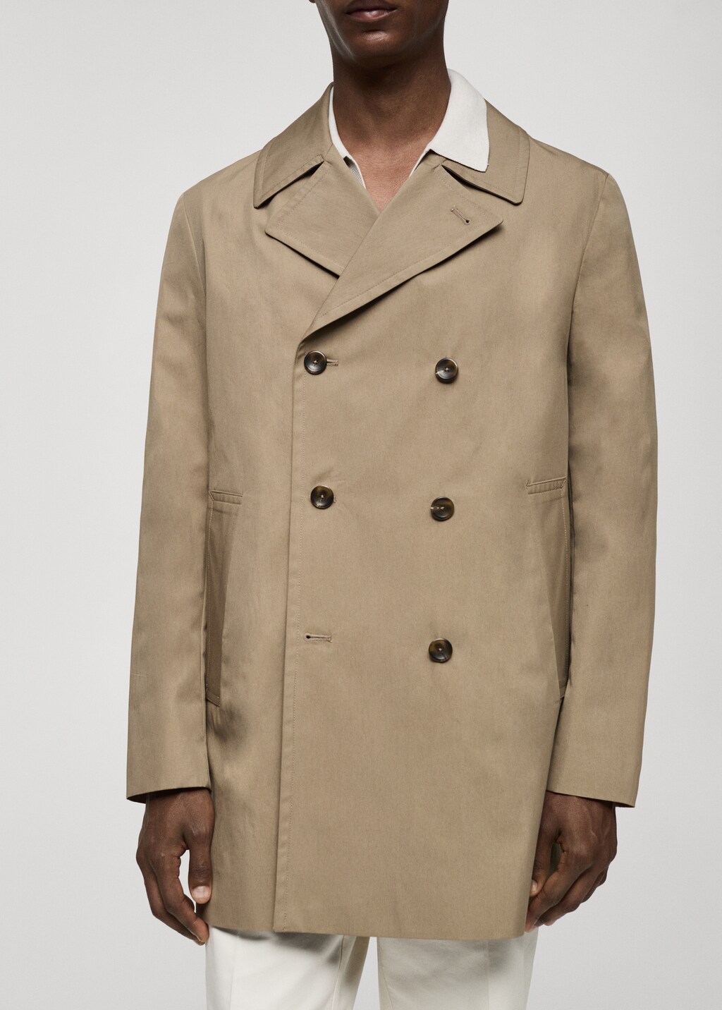 Short cotton trench coat - Men | MANGO OUTLET USA