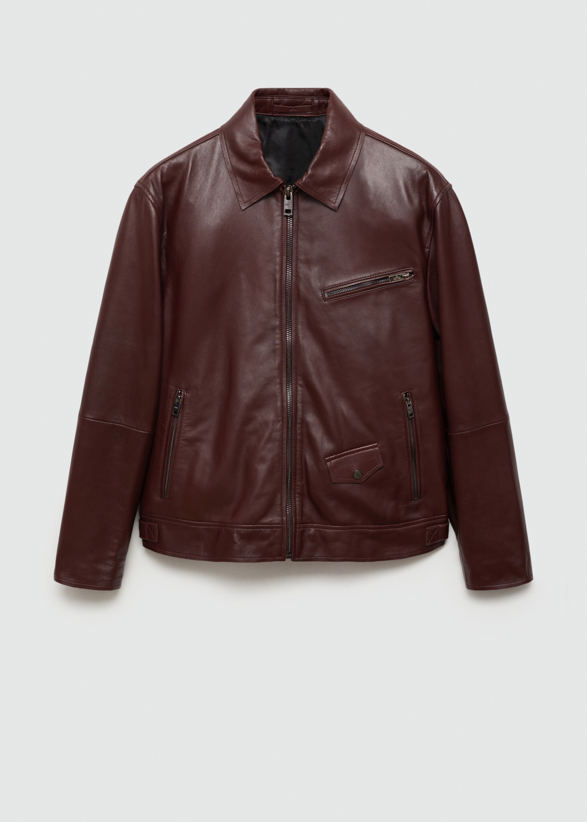 Blouson 100 % cuir nappa - Article sans modèle, Bordeaux. Ref: 77064434-00.