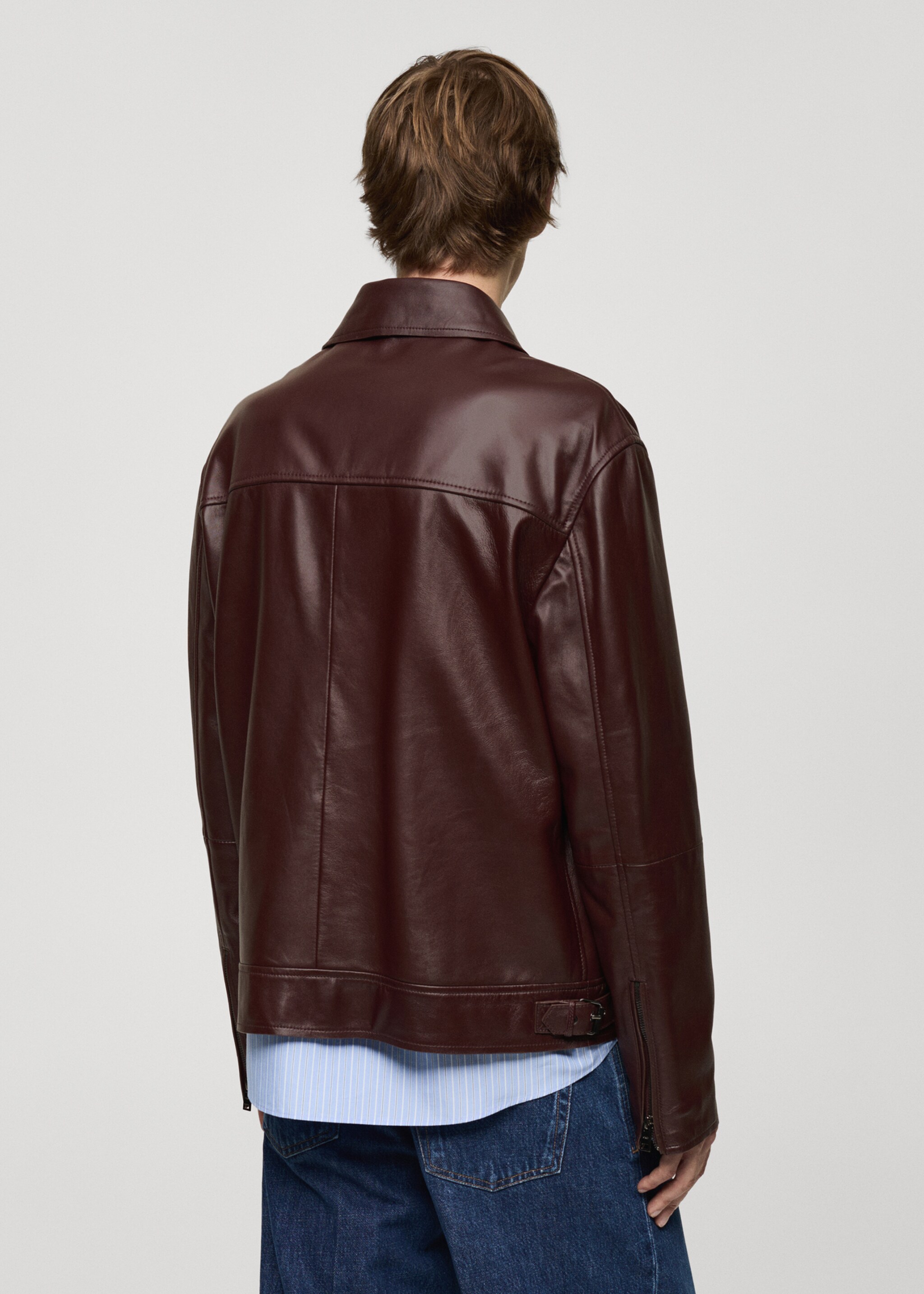 Blouson 100 % cuir nappa - Verso de l’article, Bordeaux. Ref: 77064434-00.