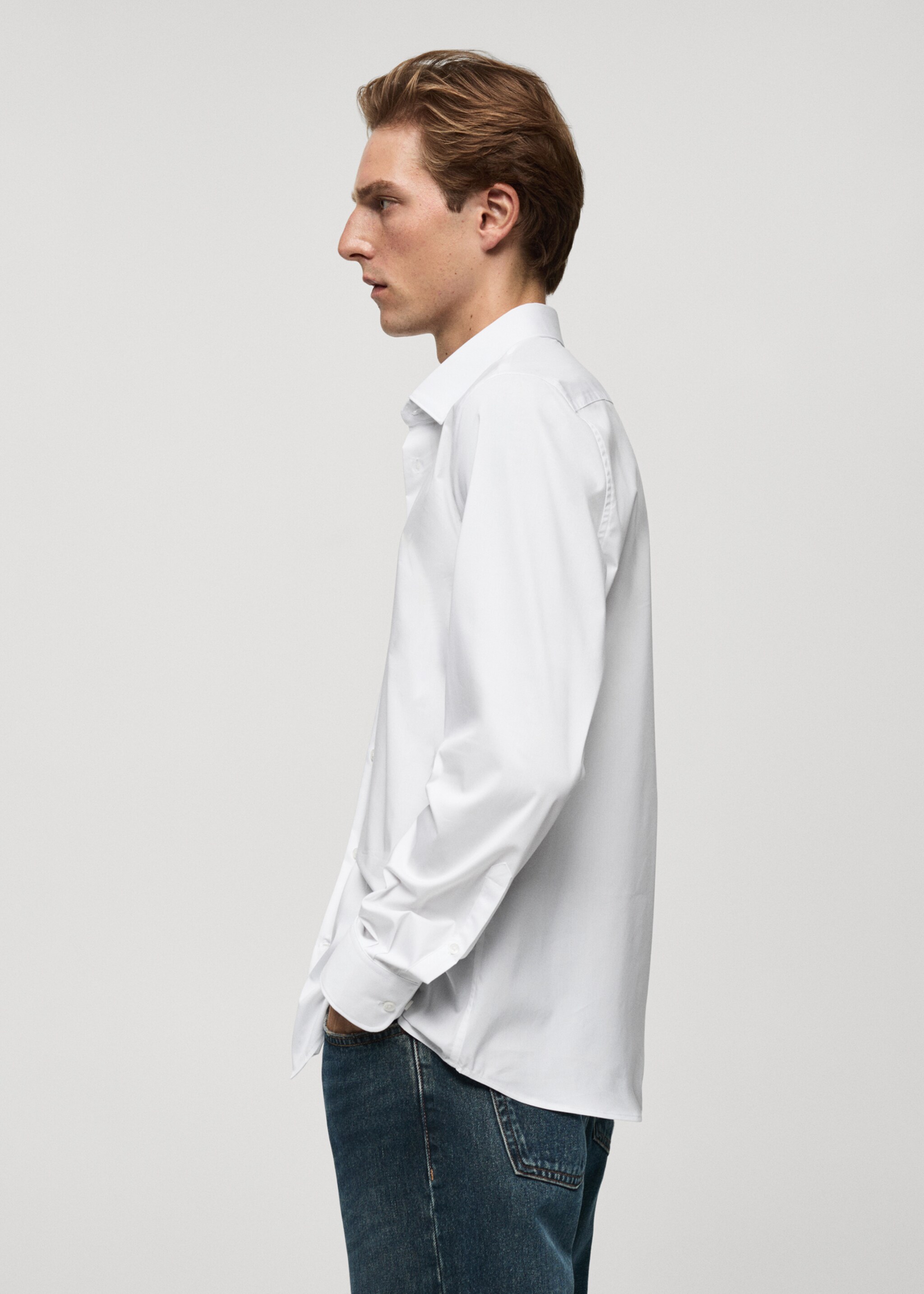 Cămașă regular fit din bumbac stretch - Detaliu al articolului 2, Alb. Ref: 77064436-00.
