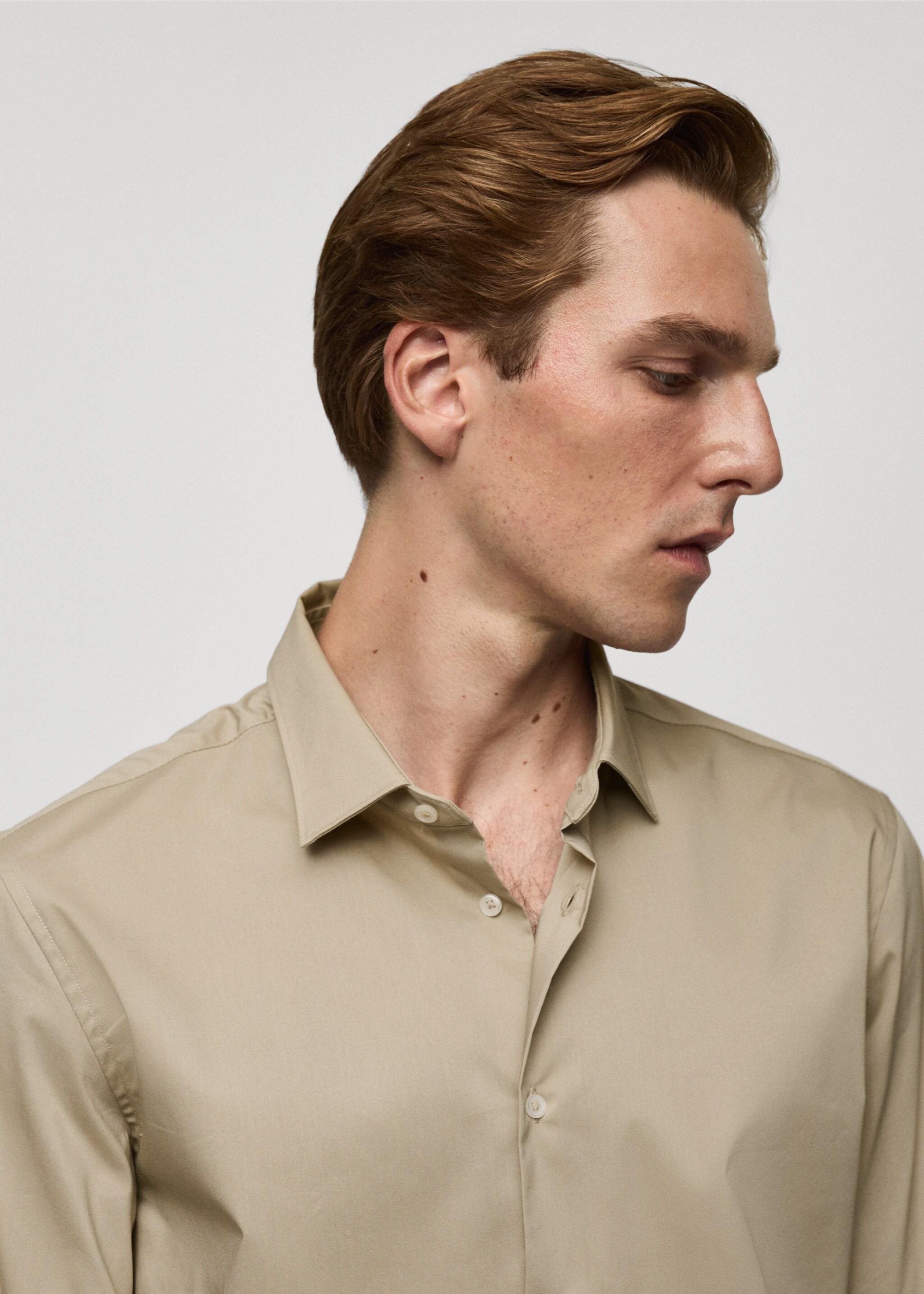 Camicia regular-fit cotone stretch - Dettaglio dell'articolo 6, Grigio chiaro/pastello. Ref: 77064436-00.