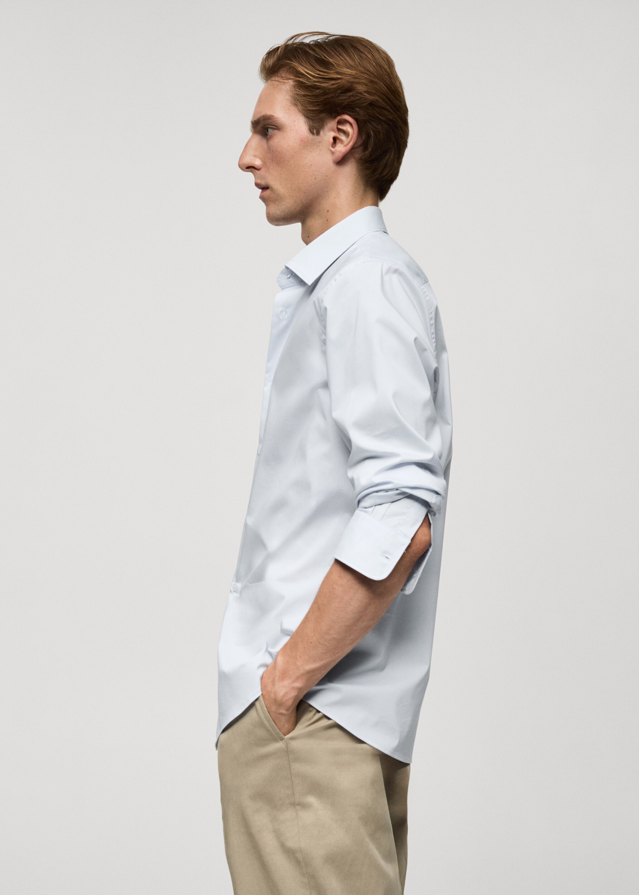 Camicia regular-fit cotone stretch - Dettaglio dell'articolo 2, Celeste. Ref: 77064436-00.