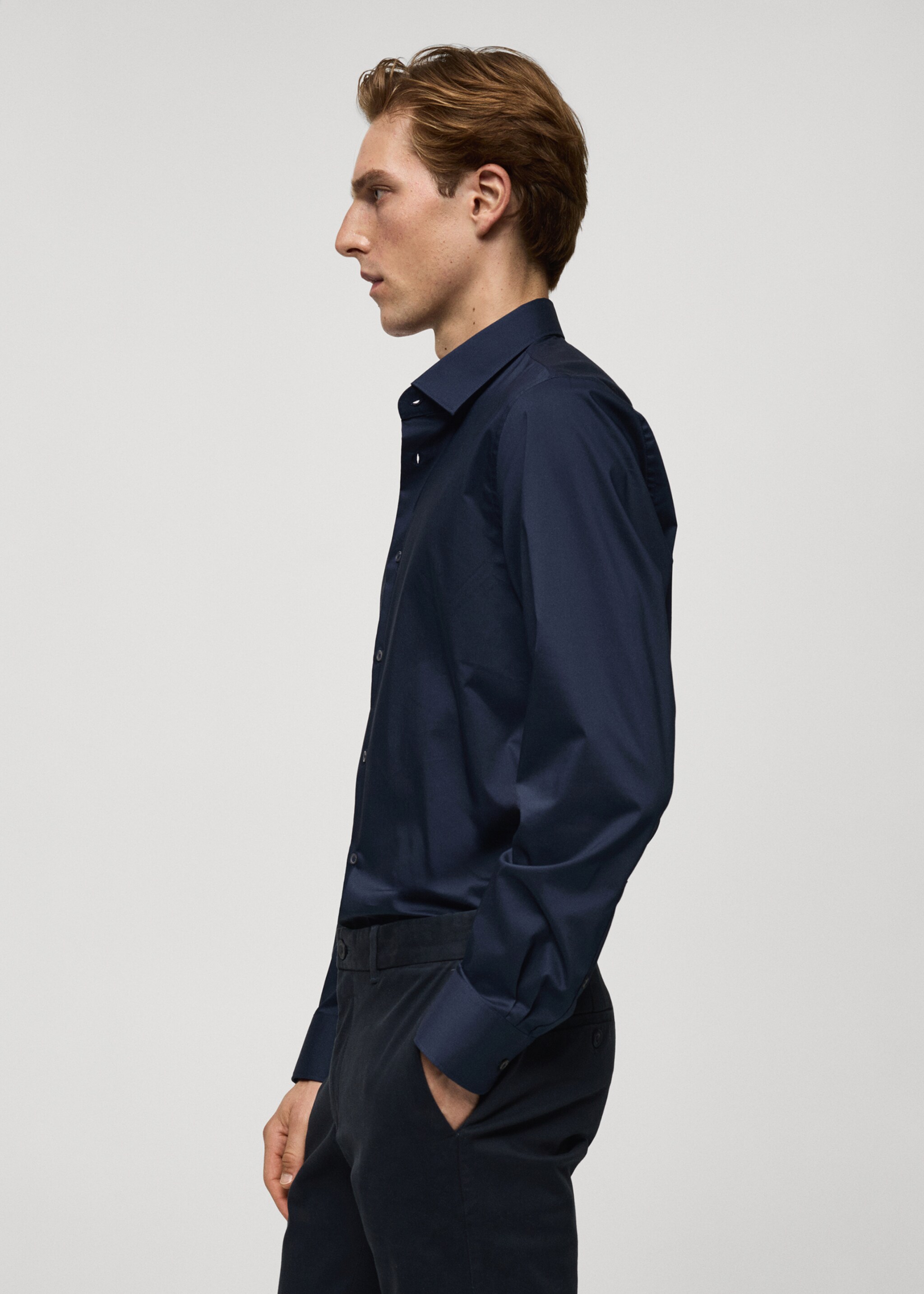 Cămașă regular fit din bumbac stretch - Detaliu al articolului 2, Bleumarin închis. Ref: 77064436-00.