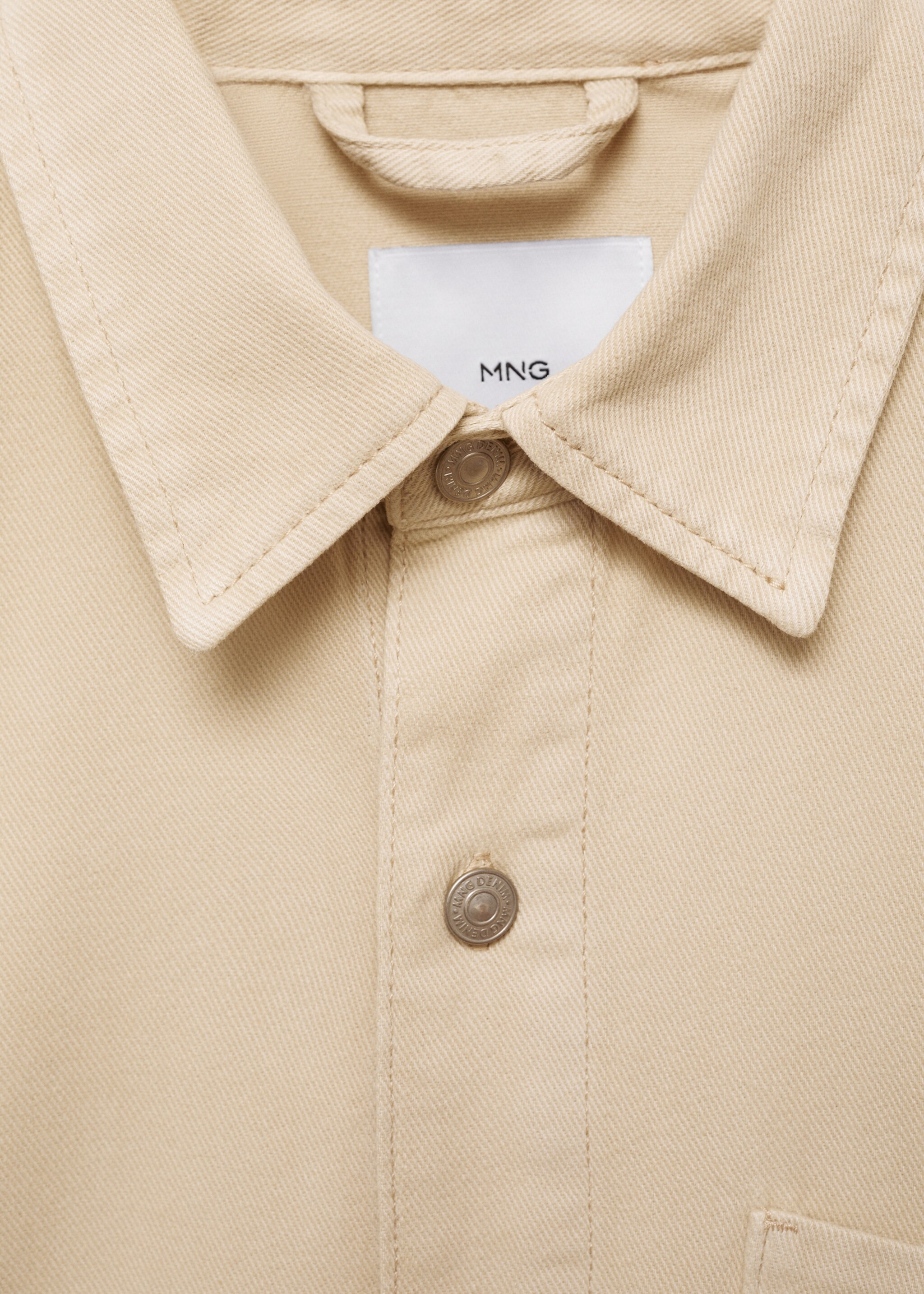 Pocket denim overshirt - Details of the article 8, Beige. Ref: 77064440-00.