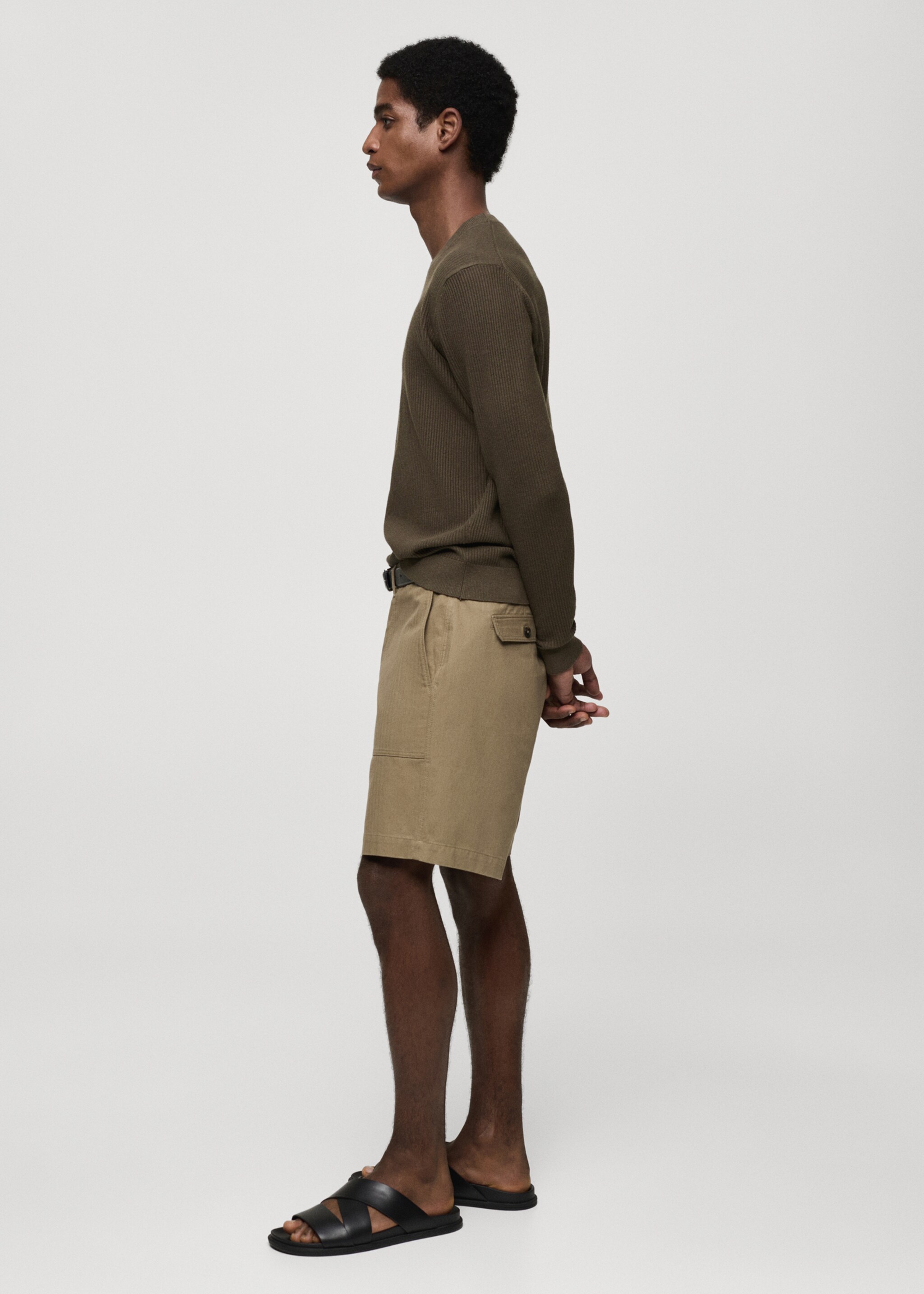 Pullover maglia cotone coste - Dettaglio dell'articolo 2, Kaki. Ref: 77064443-00.