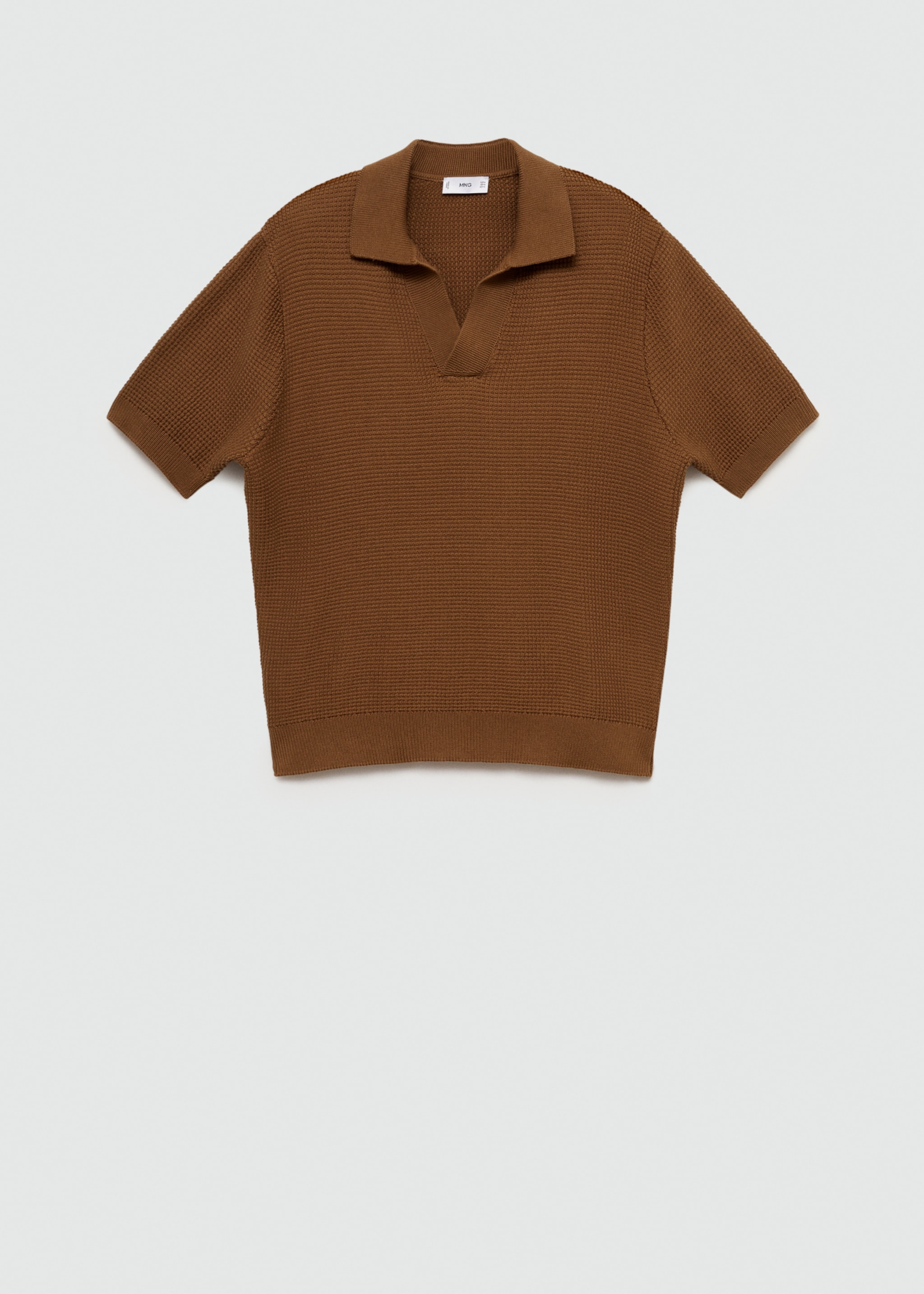 Polo de malha média de algodão com estrutura - Artigo sem modelo, Café. Ref: 77064445-00.