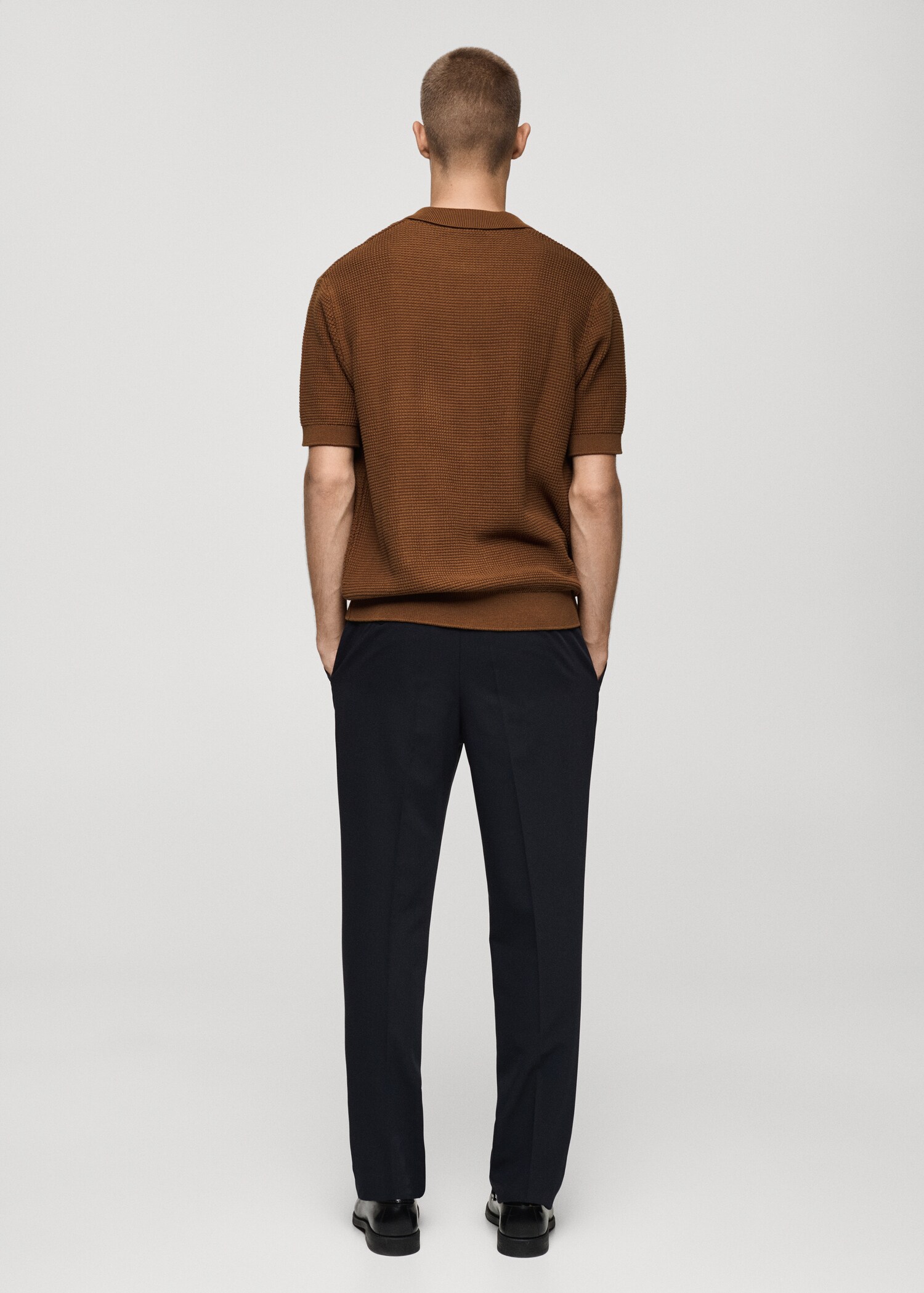 Medium-knit cotton structure polo - Reverse of the article