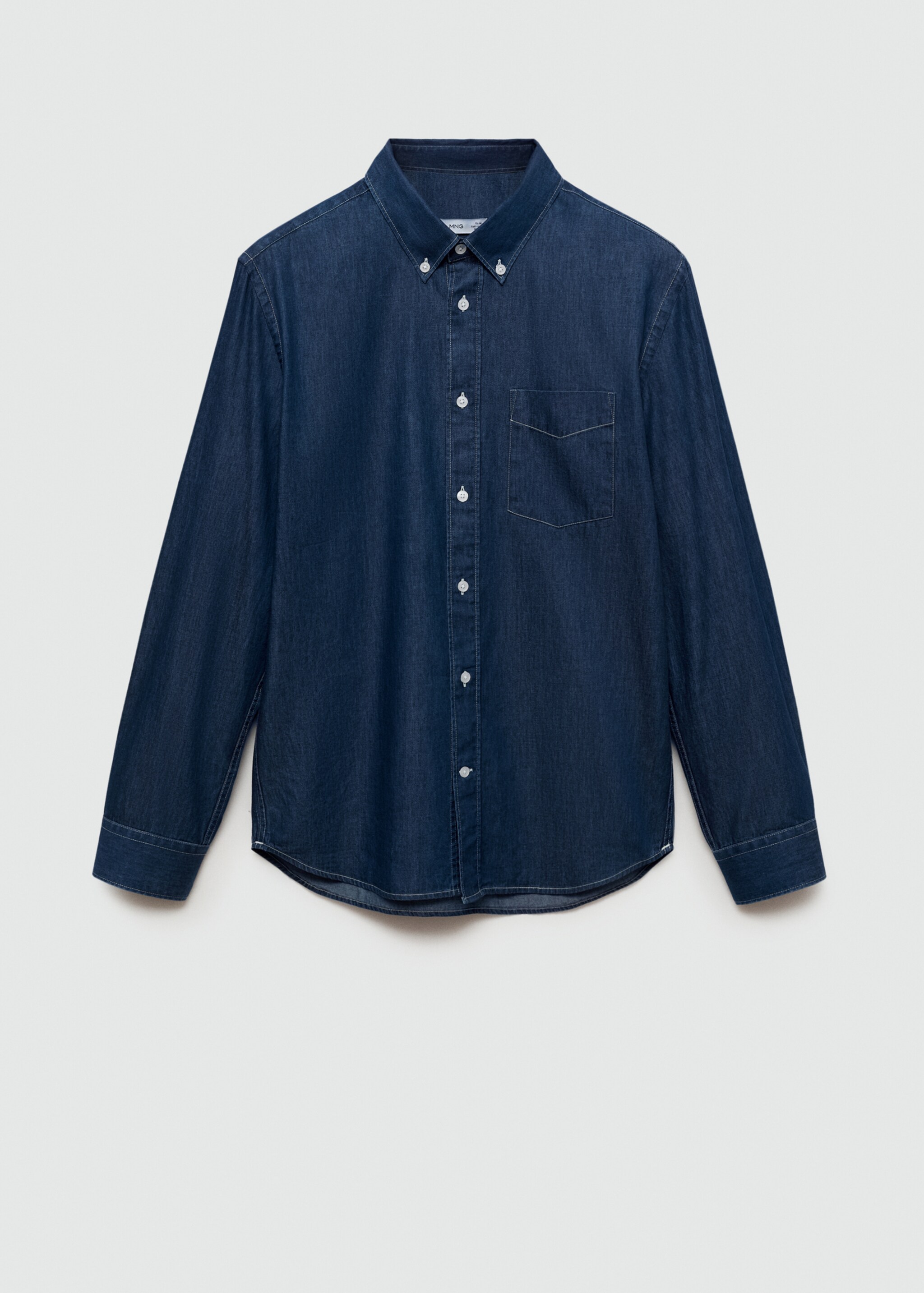 Regular-Fit-Hemd aus Baumwoll-Chambray - Artikel ohne Model, Dunkelblau. Ref: 77064446-00.