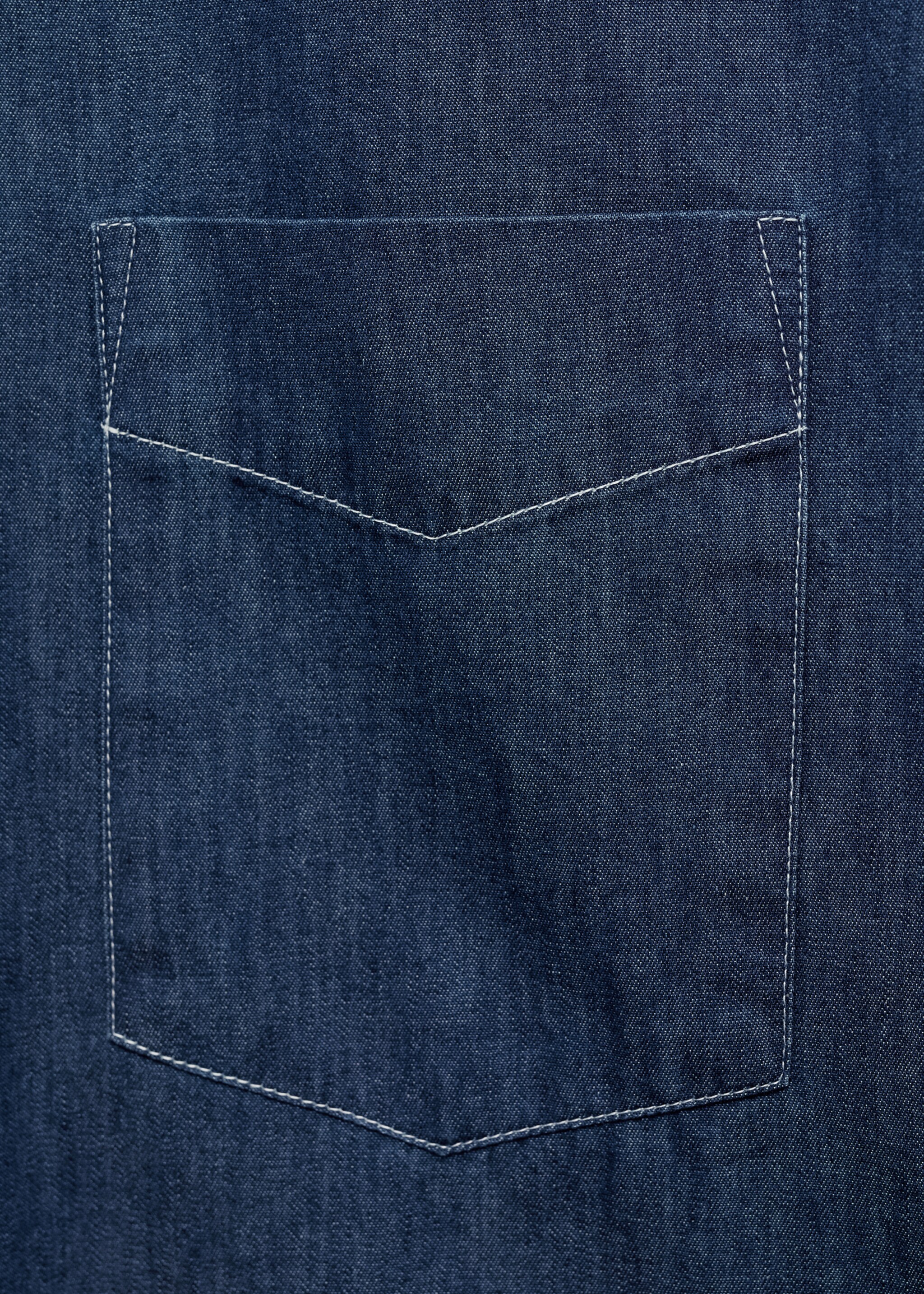 Regular-Fit-Hemd aus Baumwoll-Chambray - Detail des Artikels 0, Dunkelblau. Ref: 77064446-00.