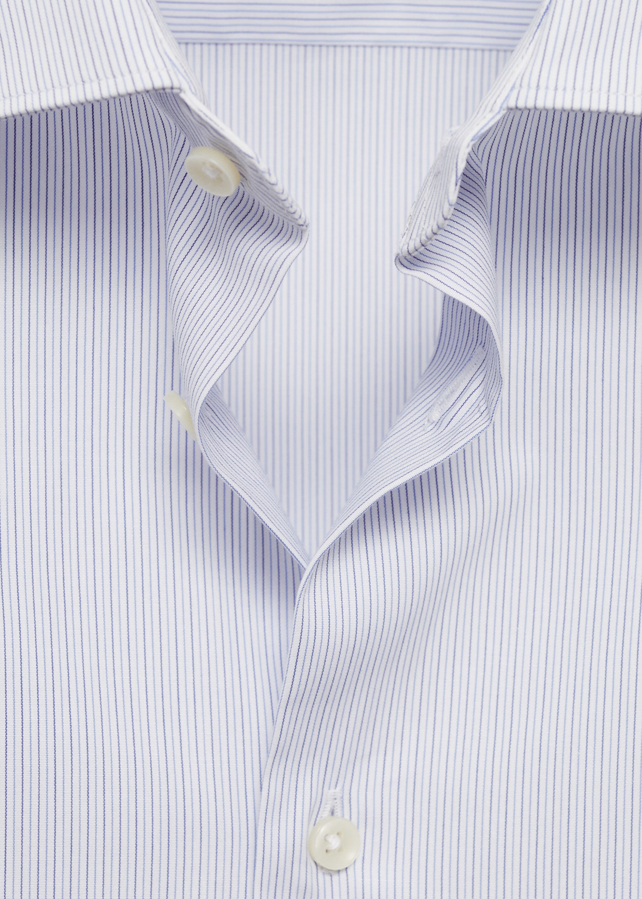 Slim fit fine-striped cotton shirt - Details of the article 8, White. Ref: 77064448-00.