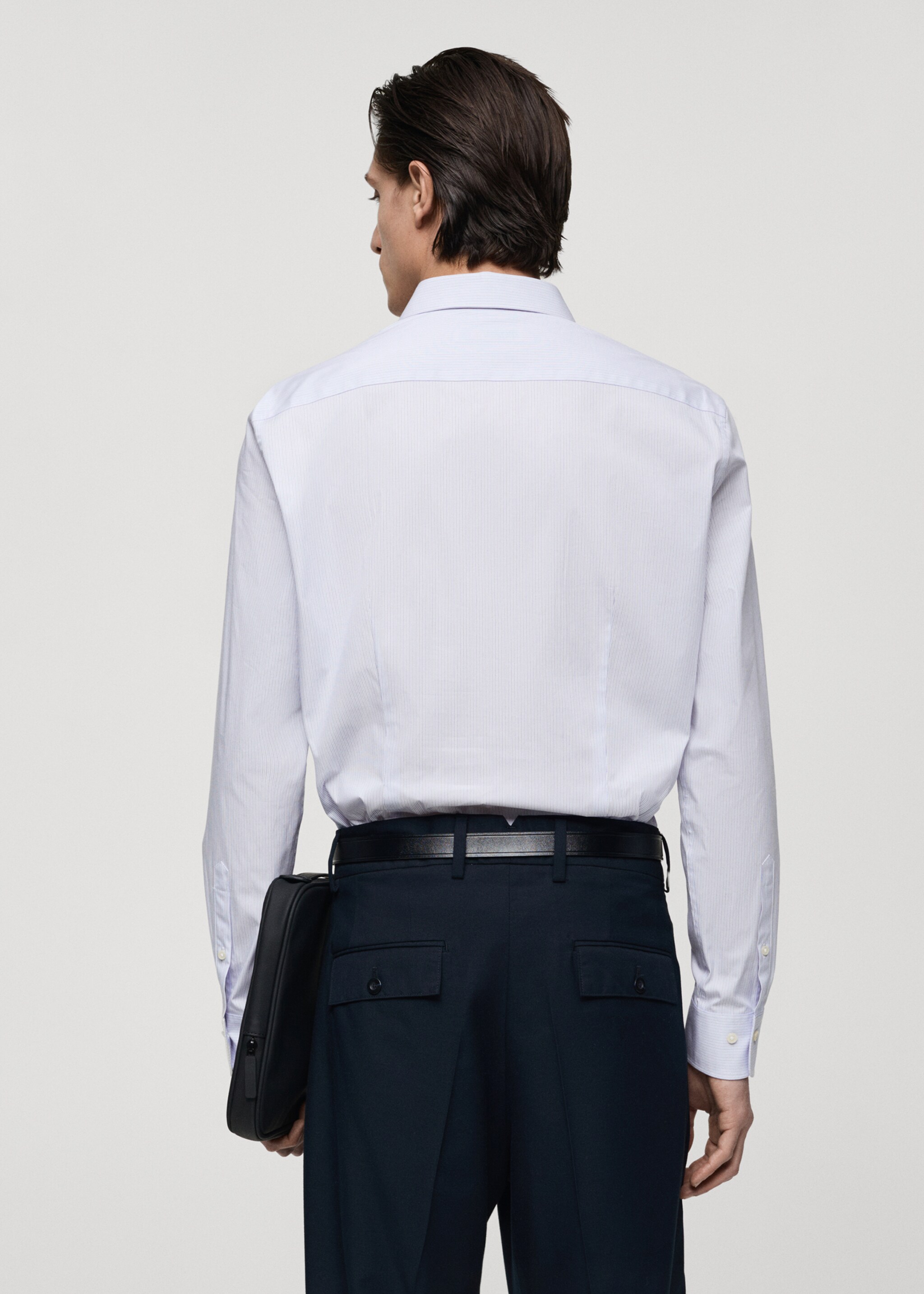Slim fit fine-striped cotton shirt - Reverse of the article, White. Ref: 77064448-00.